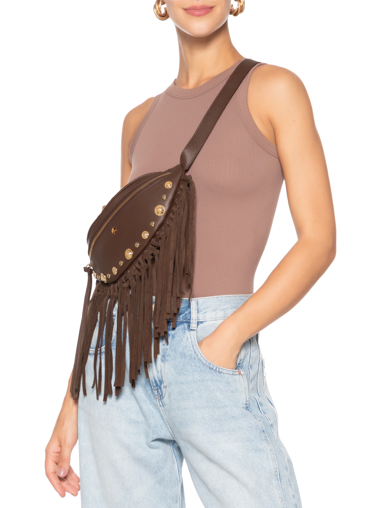 Bolsa Feminina Viena Camurção Marrom Luiza Barcelos