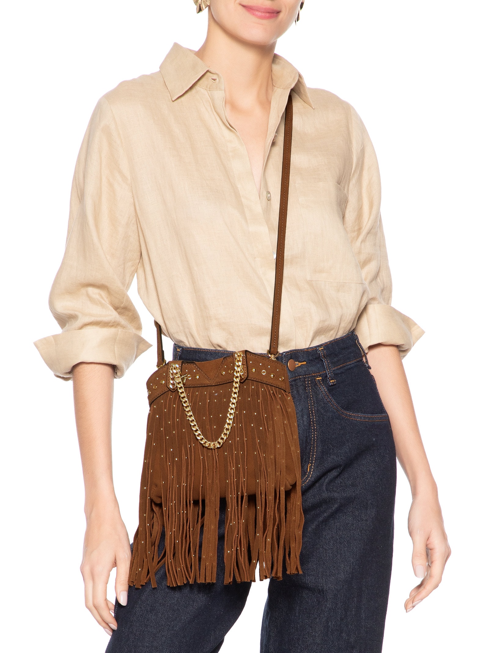 Bolsa Feminina Vita Boho Camurça Marrom Schutz