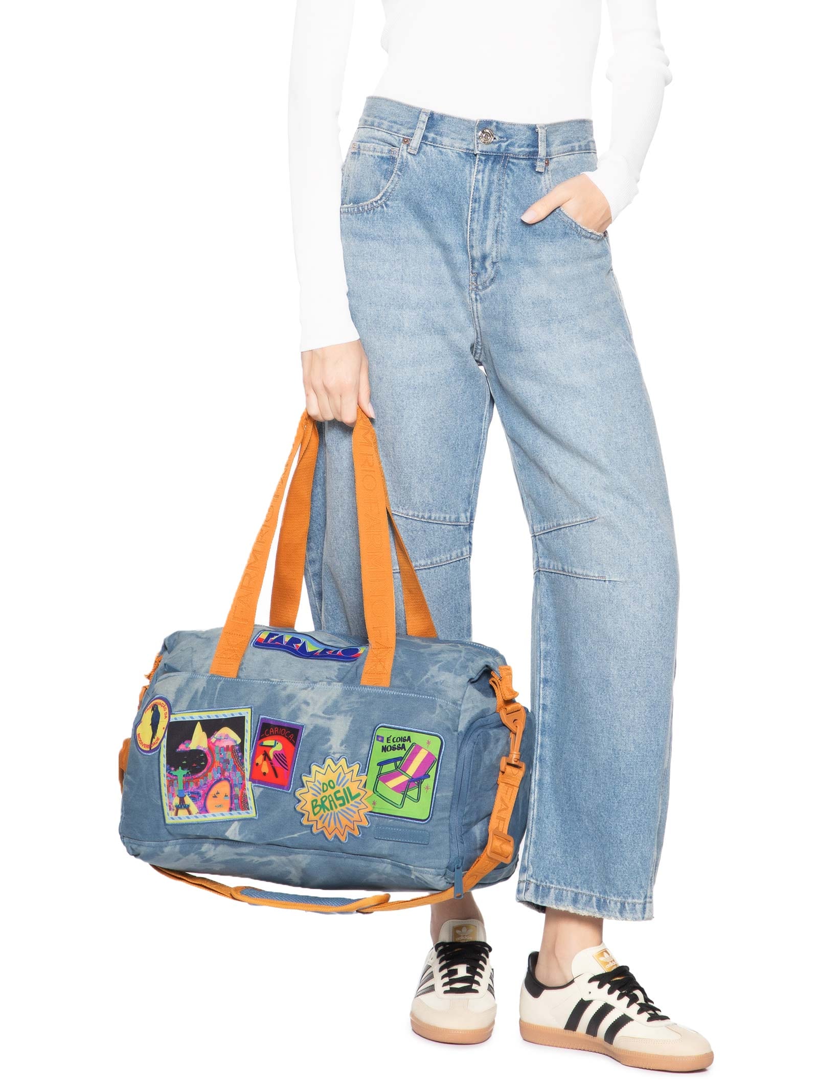 Bolsa Feminina Viva Patch Rio Jeans Azul Farm Etc
