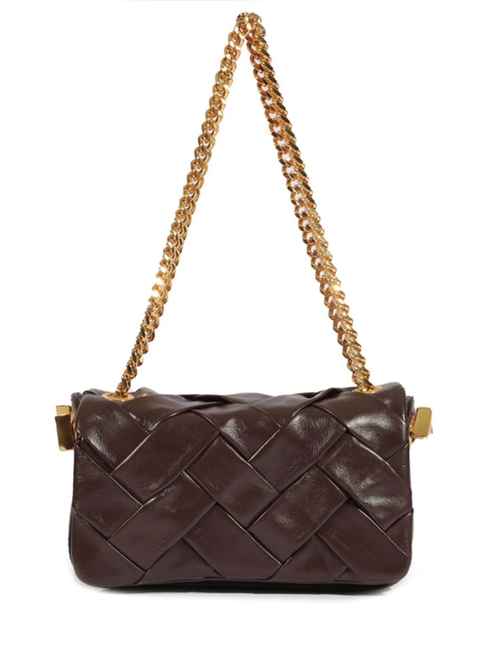 Bolsa Feminina Weave Couro Marrom Schutz