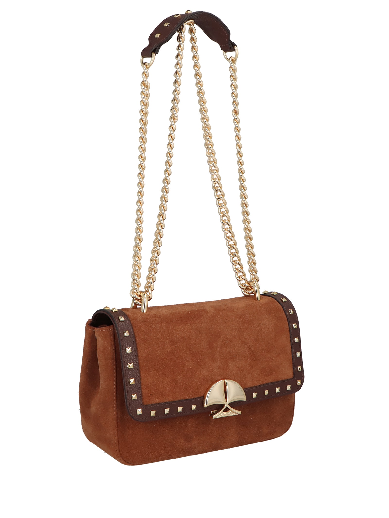 Bolsa Femininha Média Couro Alça Corrente Marrom Luiza Barcelos