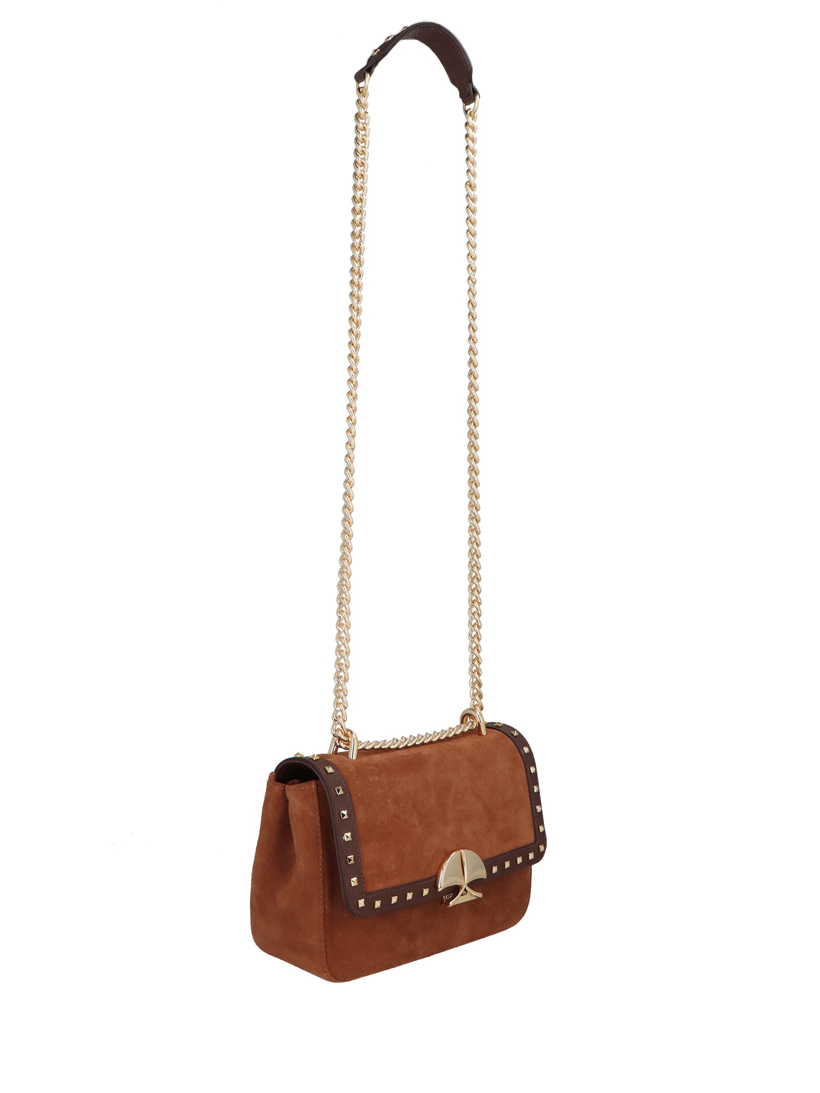 Bolsa Femininha Média Couro Alça Corrente Marrom Luiza Barcelos