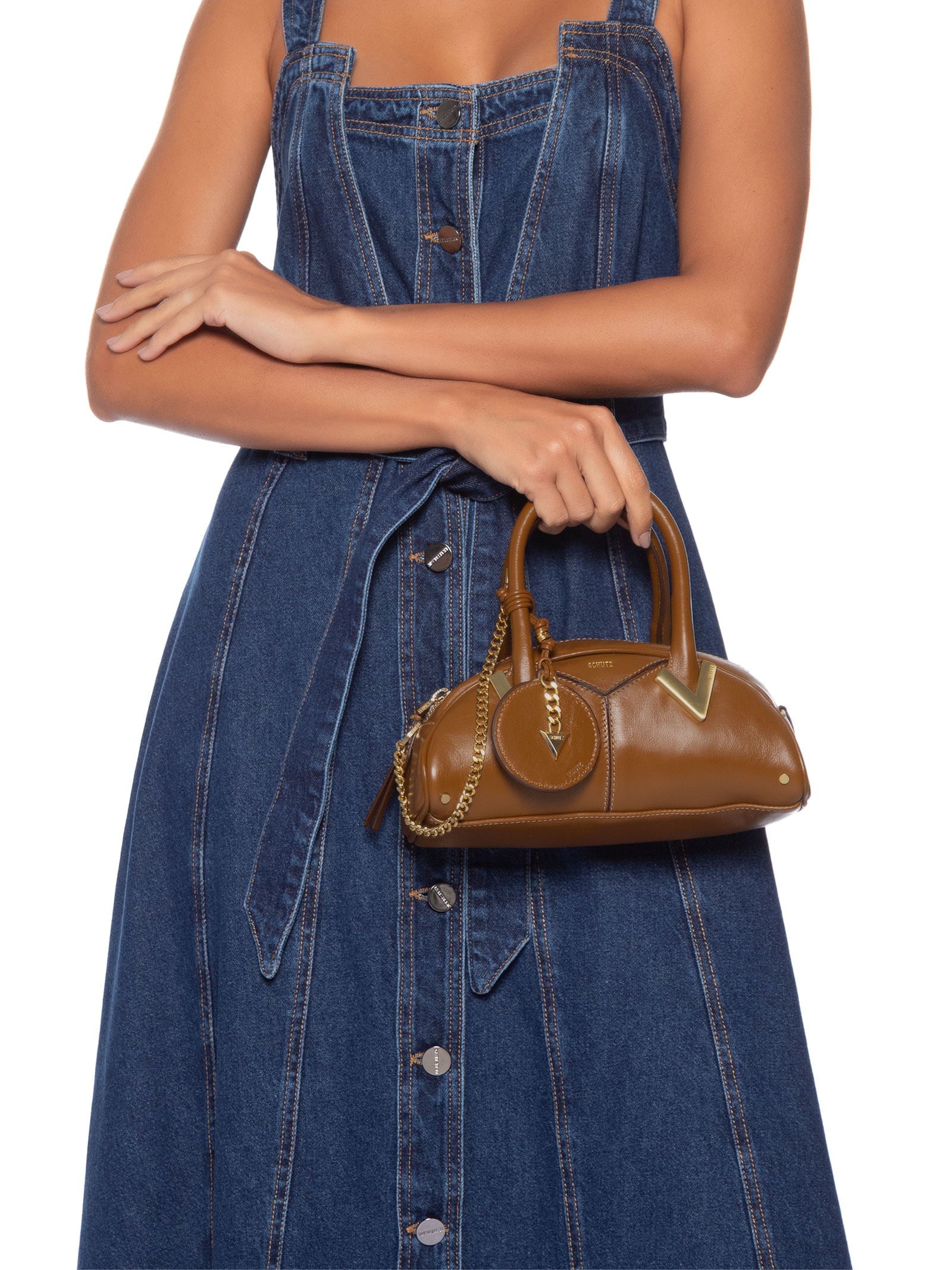 Bolsa Feminino Mini Bowling Amber Marrom Schutz