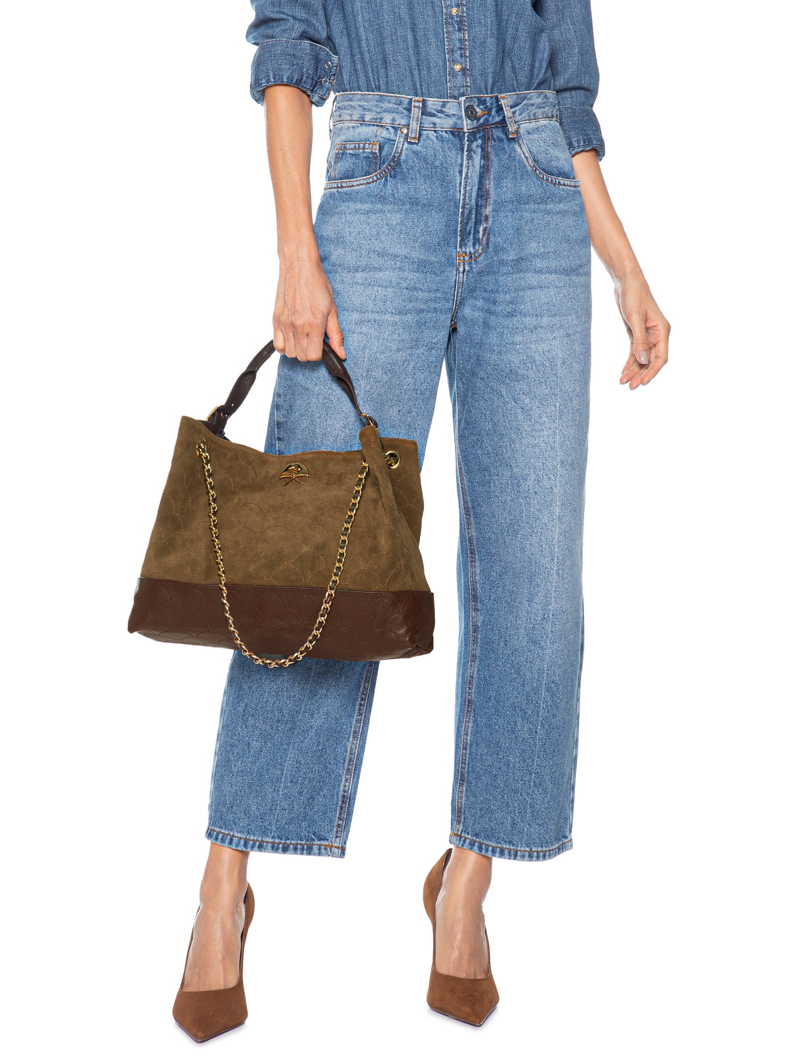 Bolsa Hobo Feminina Grande Marrom Luiza Barcelos
