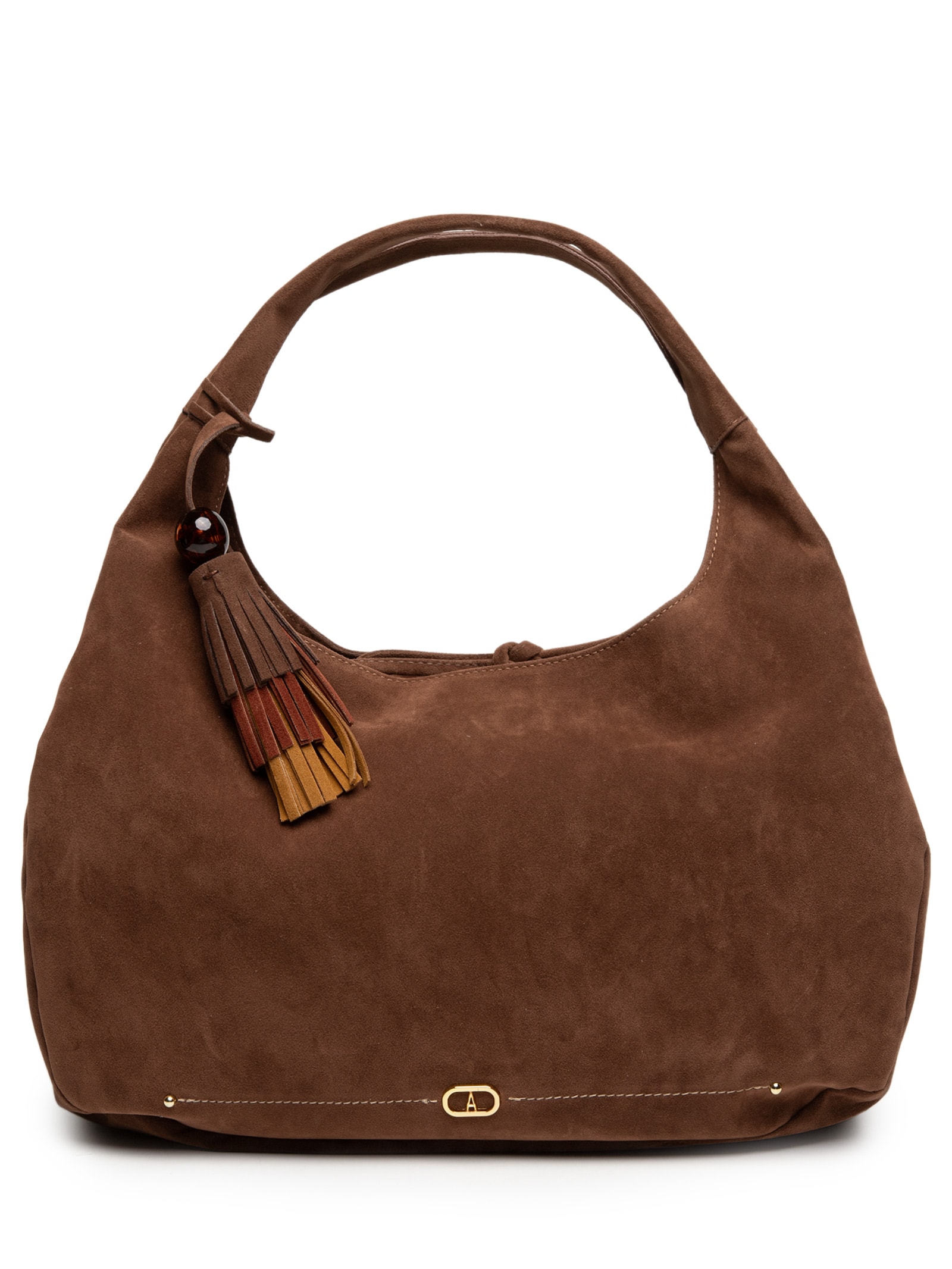 Bolsa Hobo Feminina  Grande Tassel Esfera Marrom Anacapri