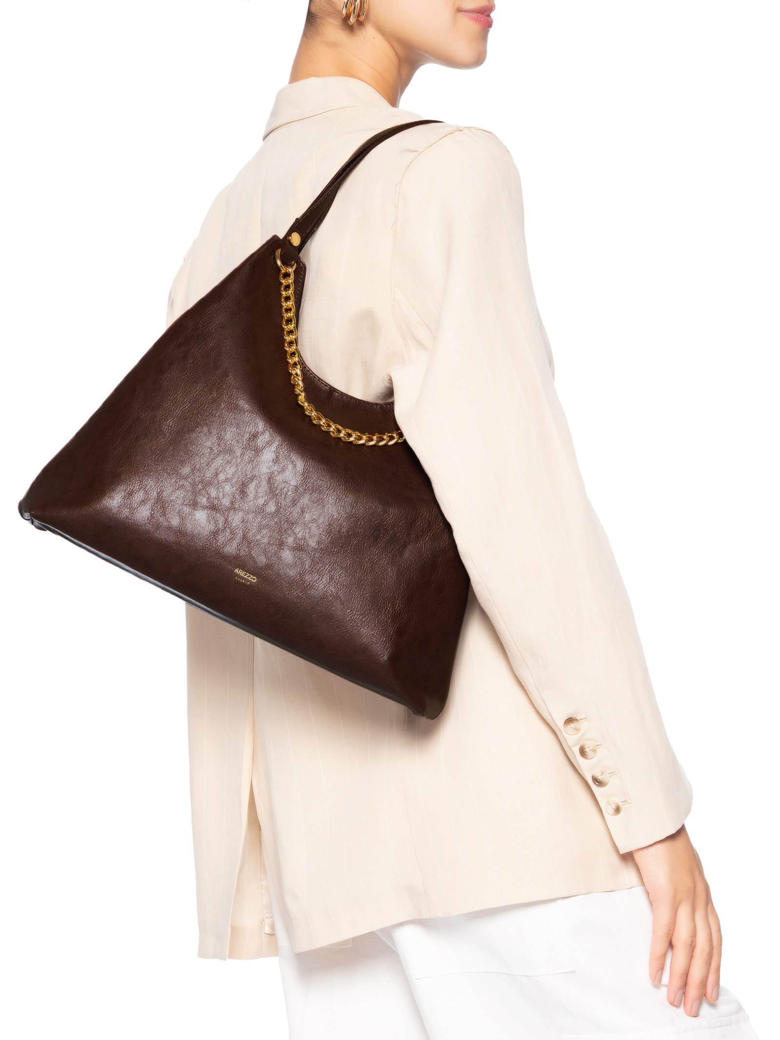 Bolsa Hobo Feminina Marrom Arezzo