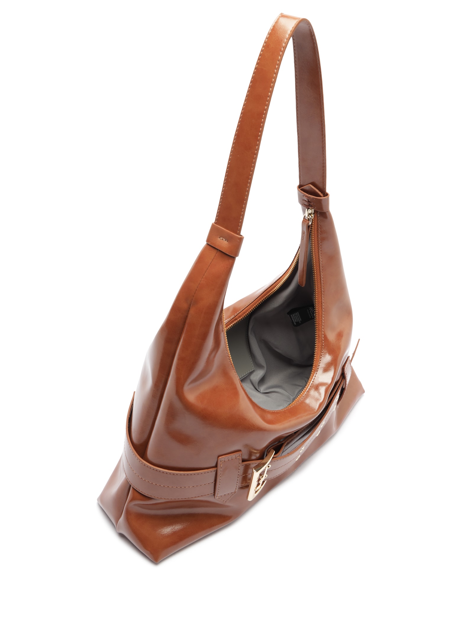 Bolsa Hobo Grande Tiras Fivelas Marrom Arezzo