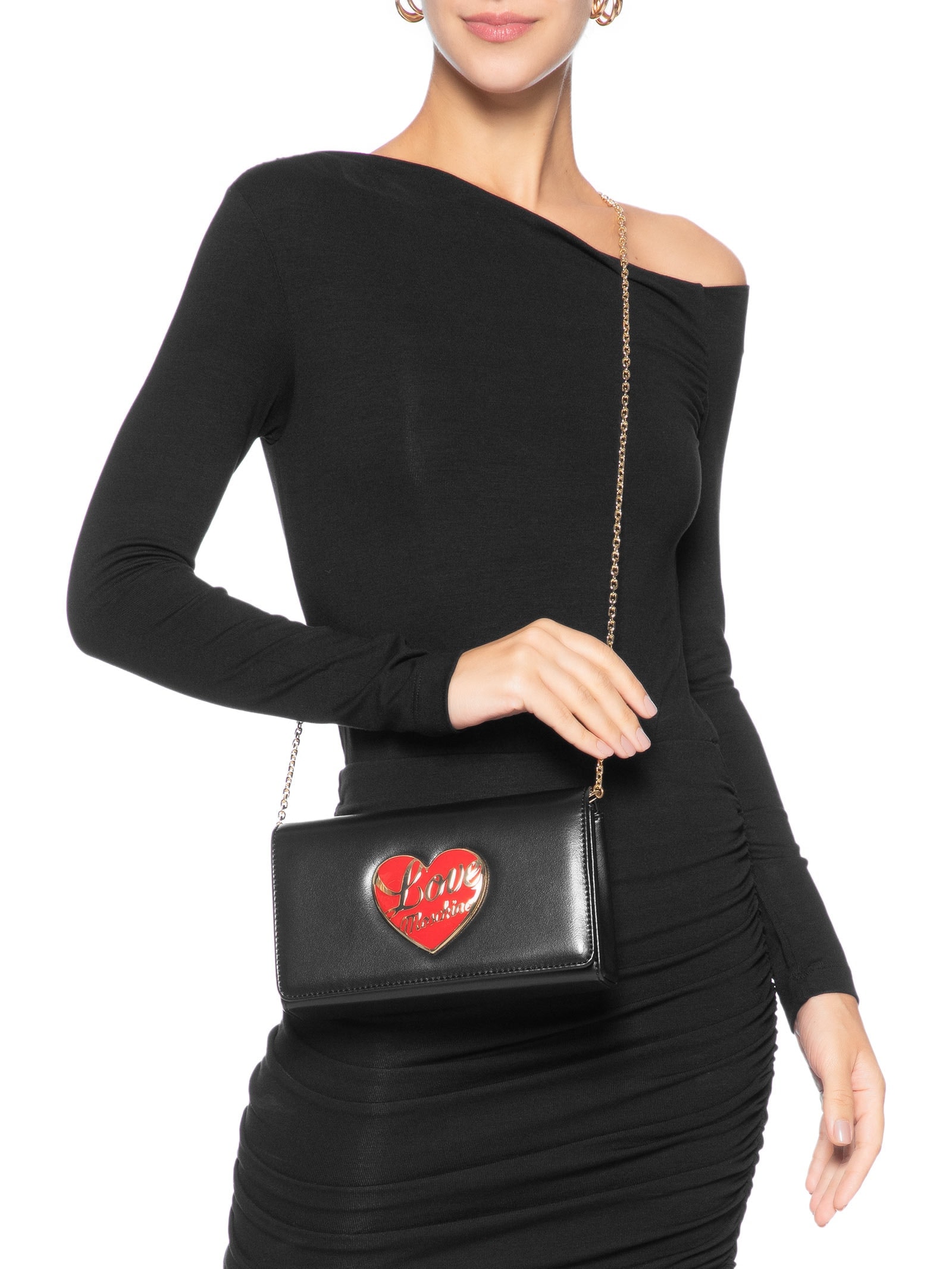 Bolsa Love Moschino em PU Preto Love Moschino