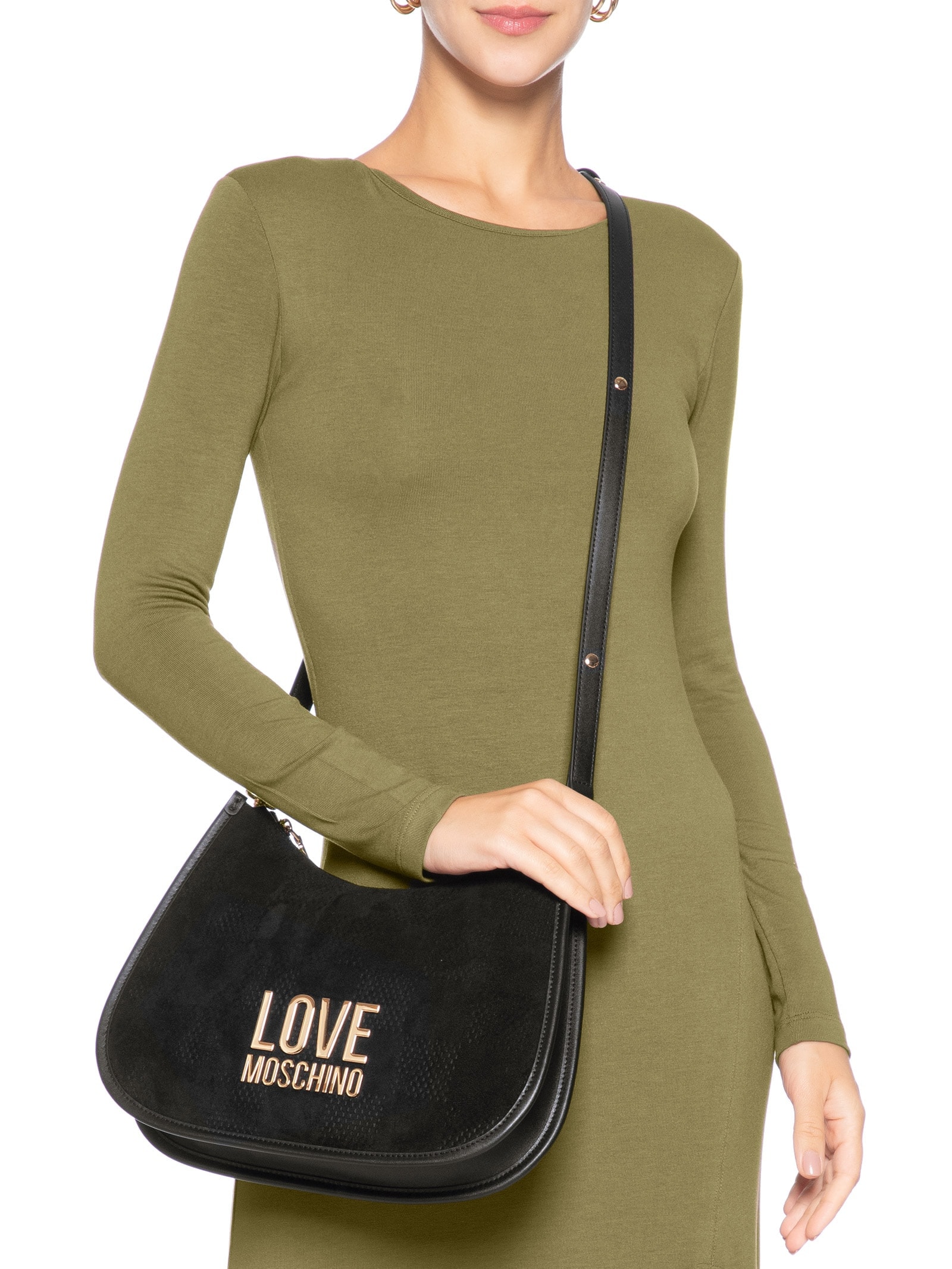 Bolsa Love Moschino em PU + Velour – Preto Love Moschino