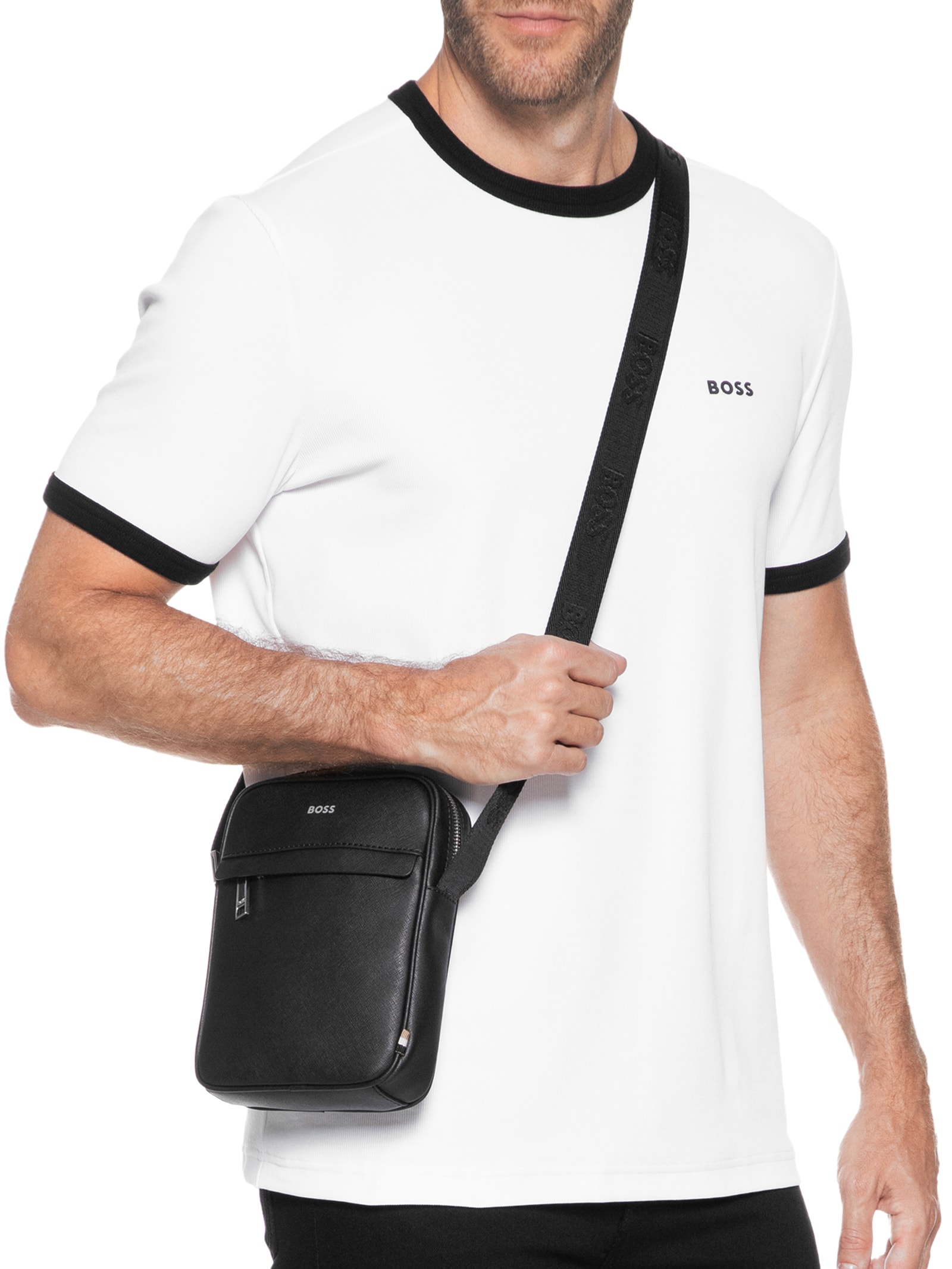 Bolsa Masculina Crossbody Zair Ns Zip Preto Boss