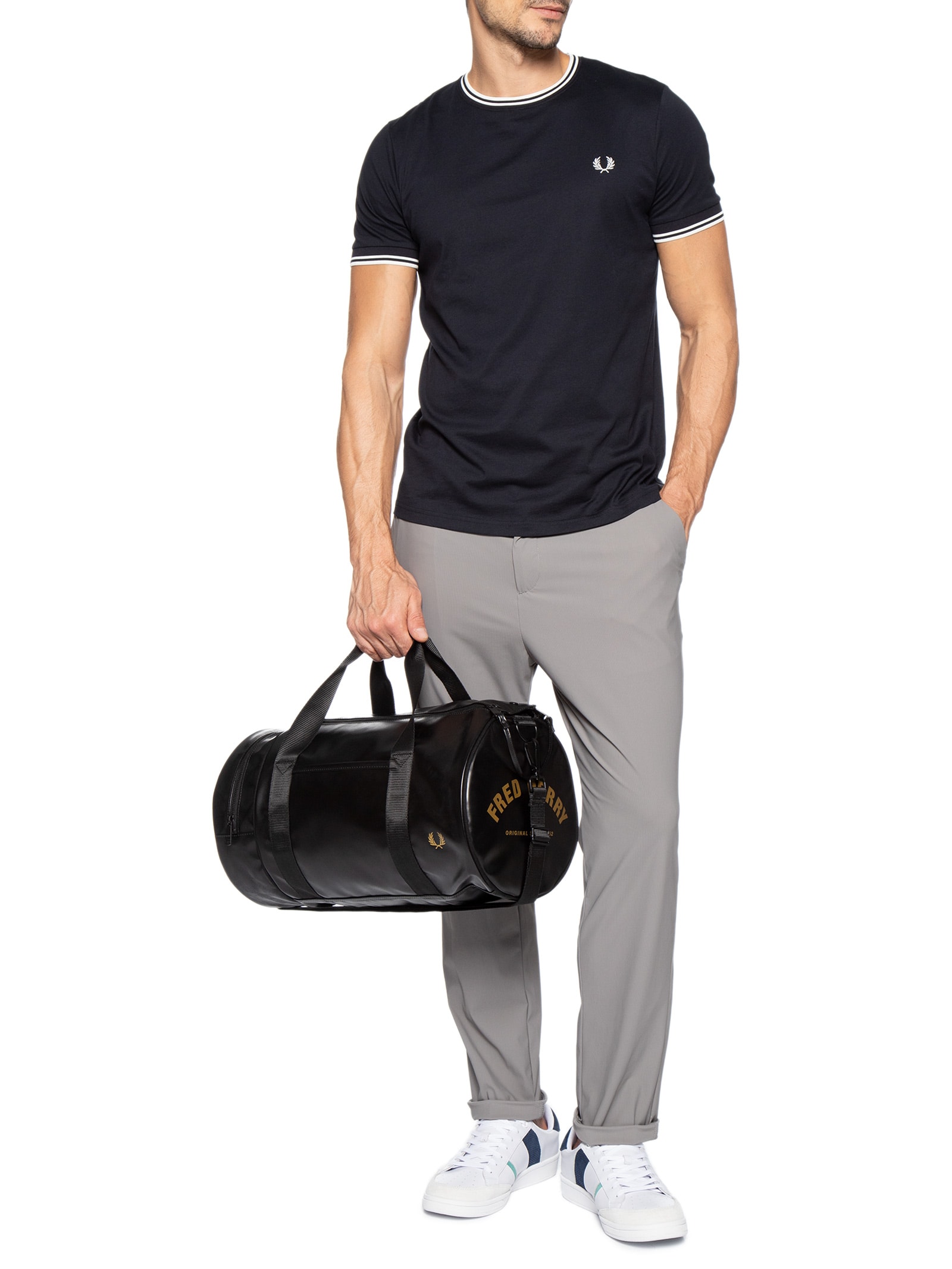 Bolsa Masculina Tonal Classic Barrel Preto Fred Perry