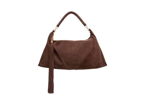 Bolsa Média Com Franjas E Alça Tramada - Marrom
