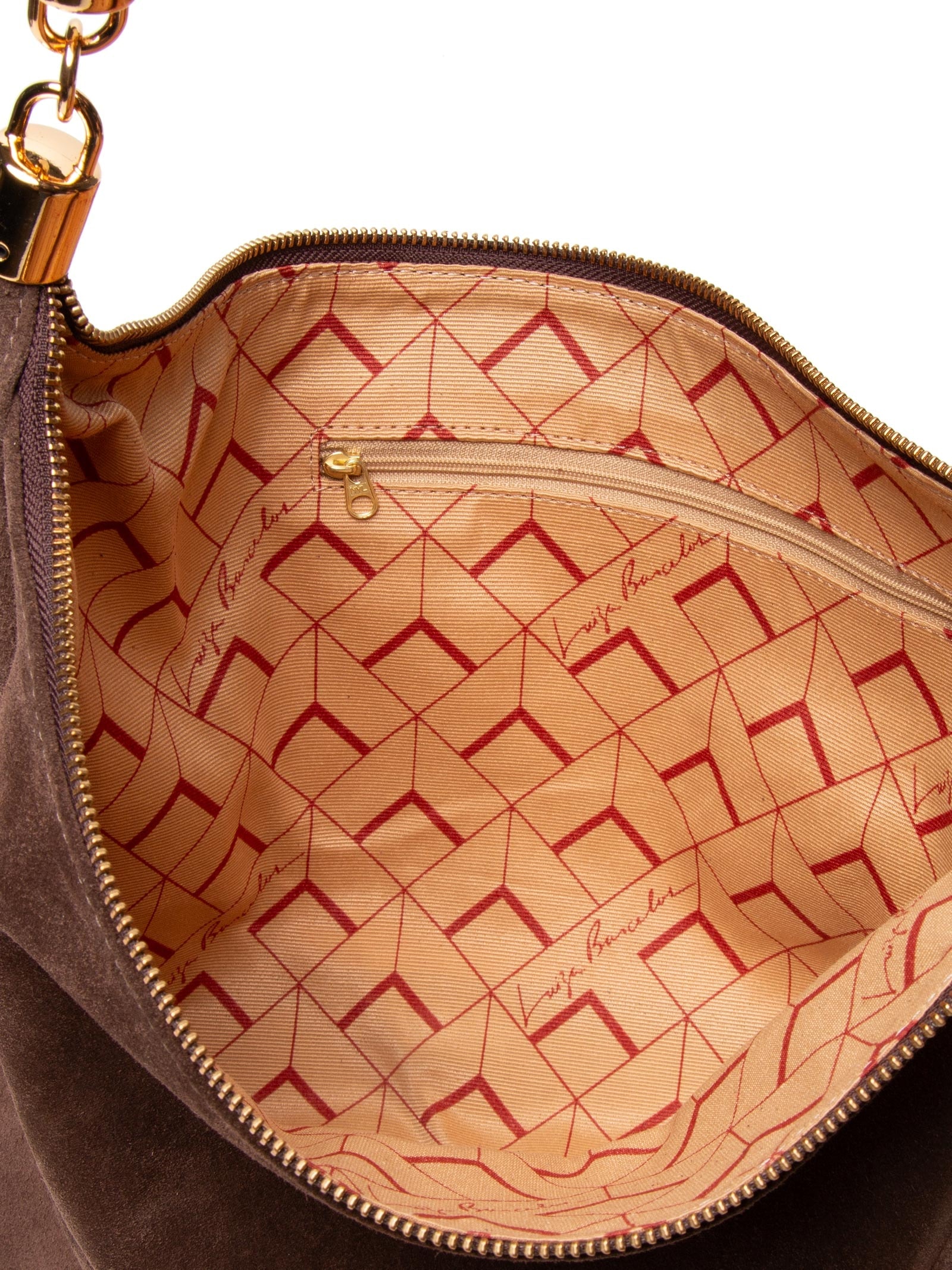 Bolsa Média Couro Com Franjas Marrom Luiza Barcelos