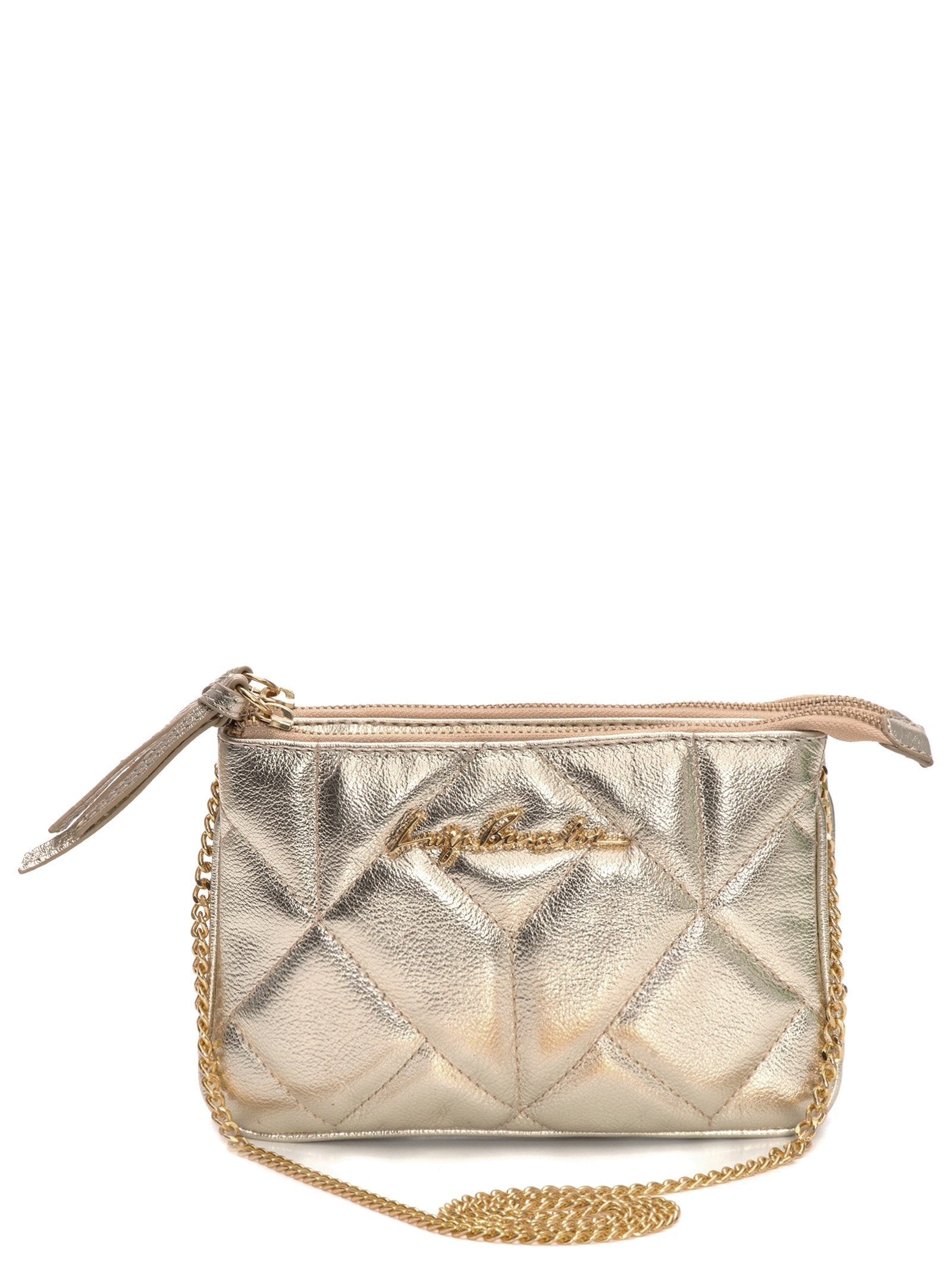 Bolsa Metal Leather Nude Dourado Luiza Barcelos