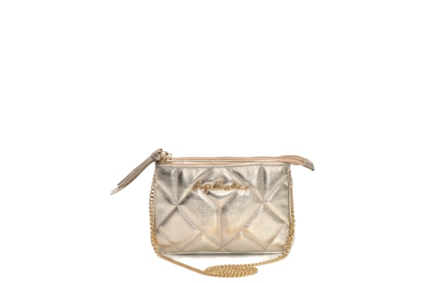 Bolsa Metal Leather Nude - Dourado