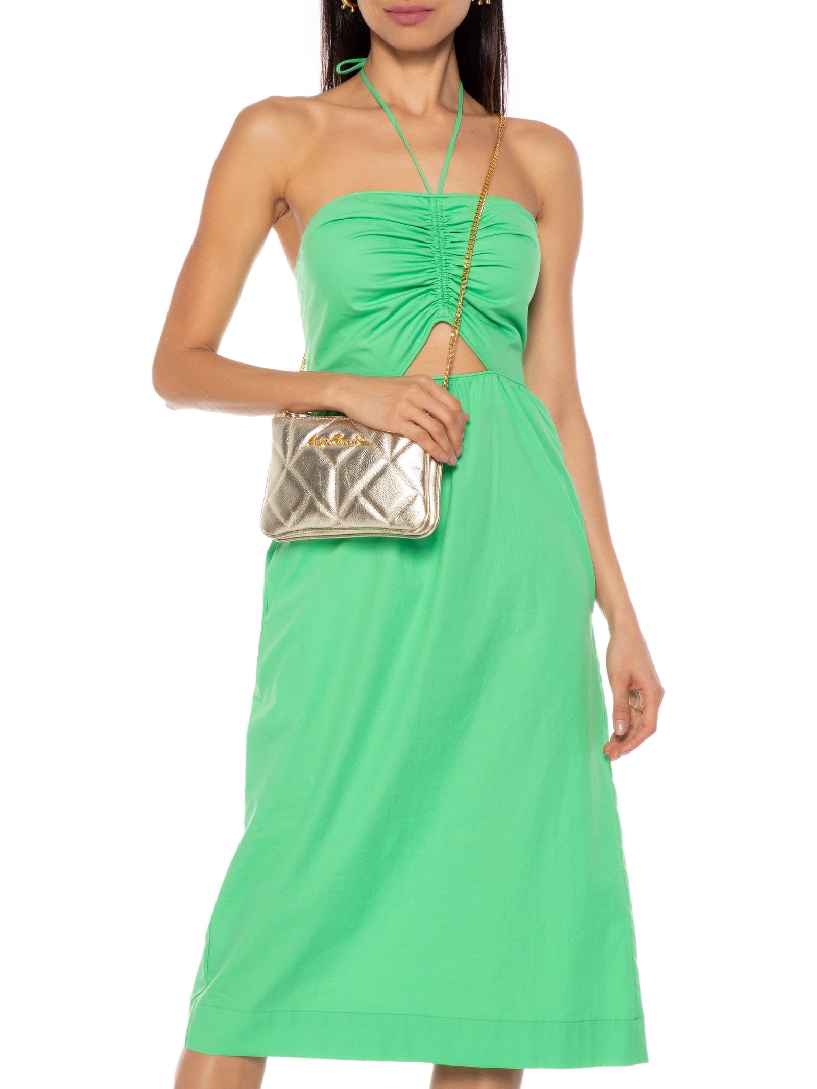 Bolsa Metal Leather Nude Dourado Luiza Barcelos