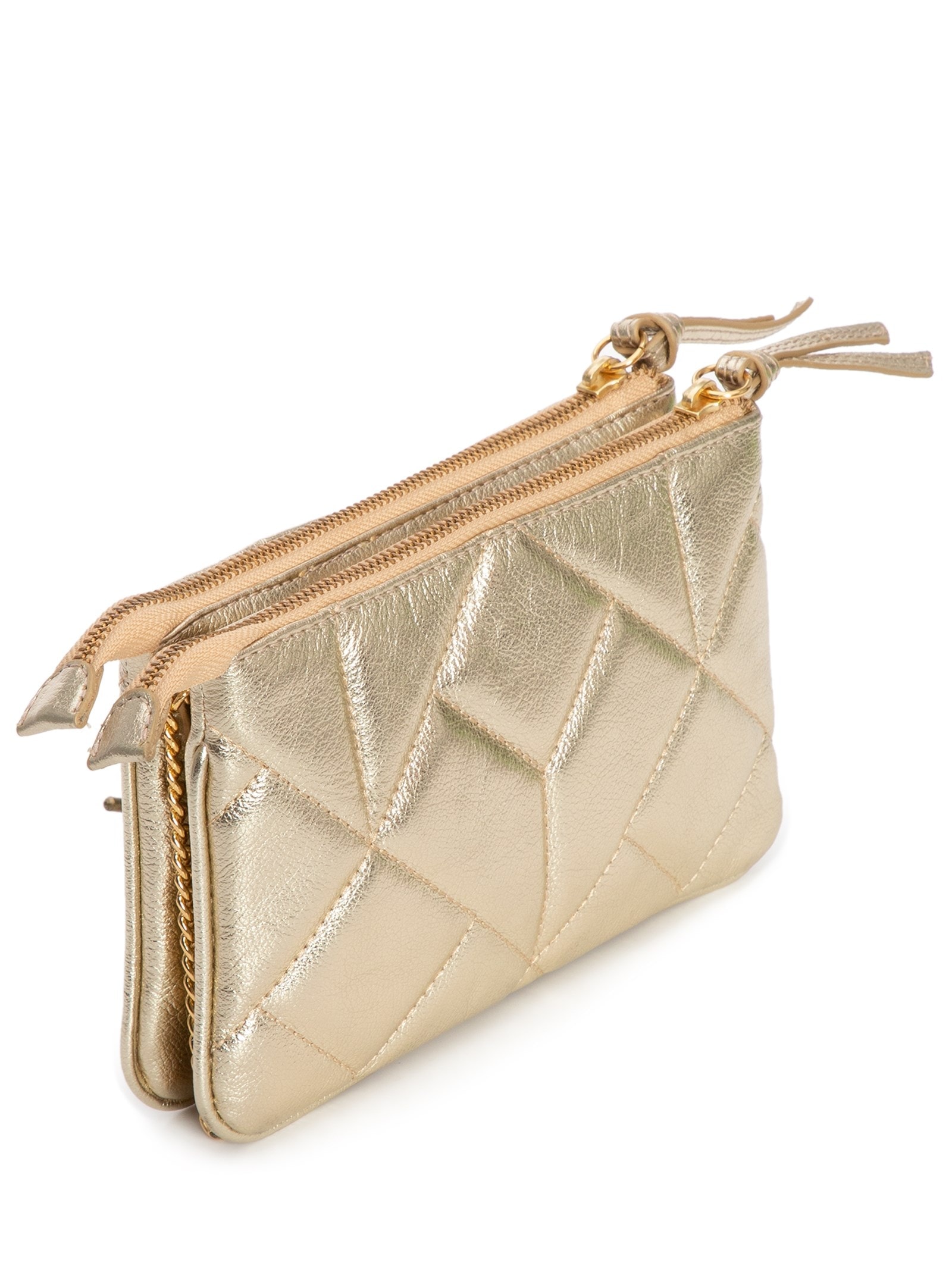 Bolsa Metal Leather Nude Dourado Luiza Barcelos