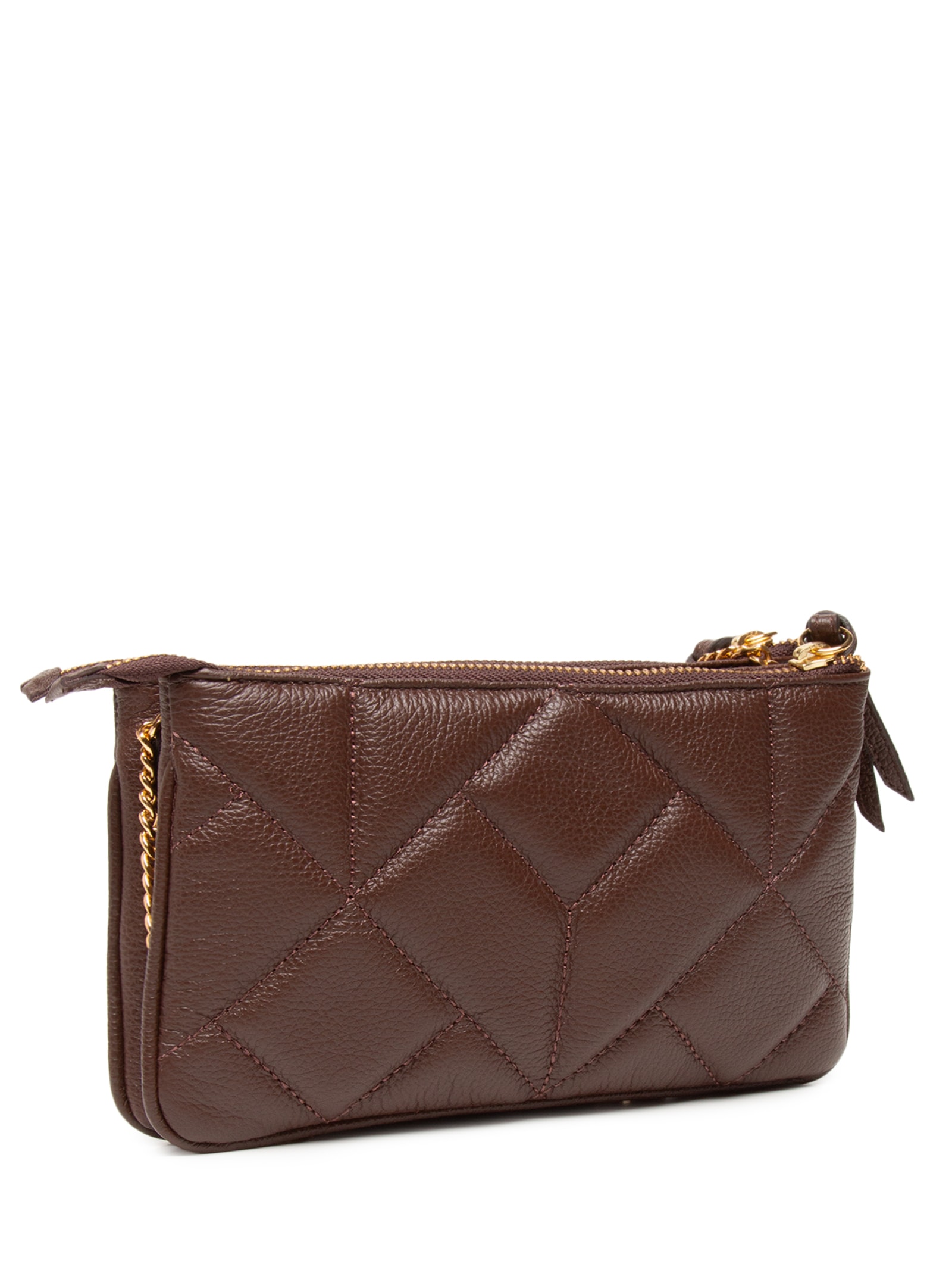 Bolsa Pequena Dupla Tira Viena Couro Marrom Luiza Barcelos
