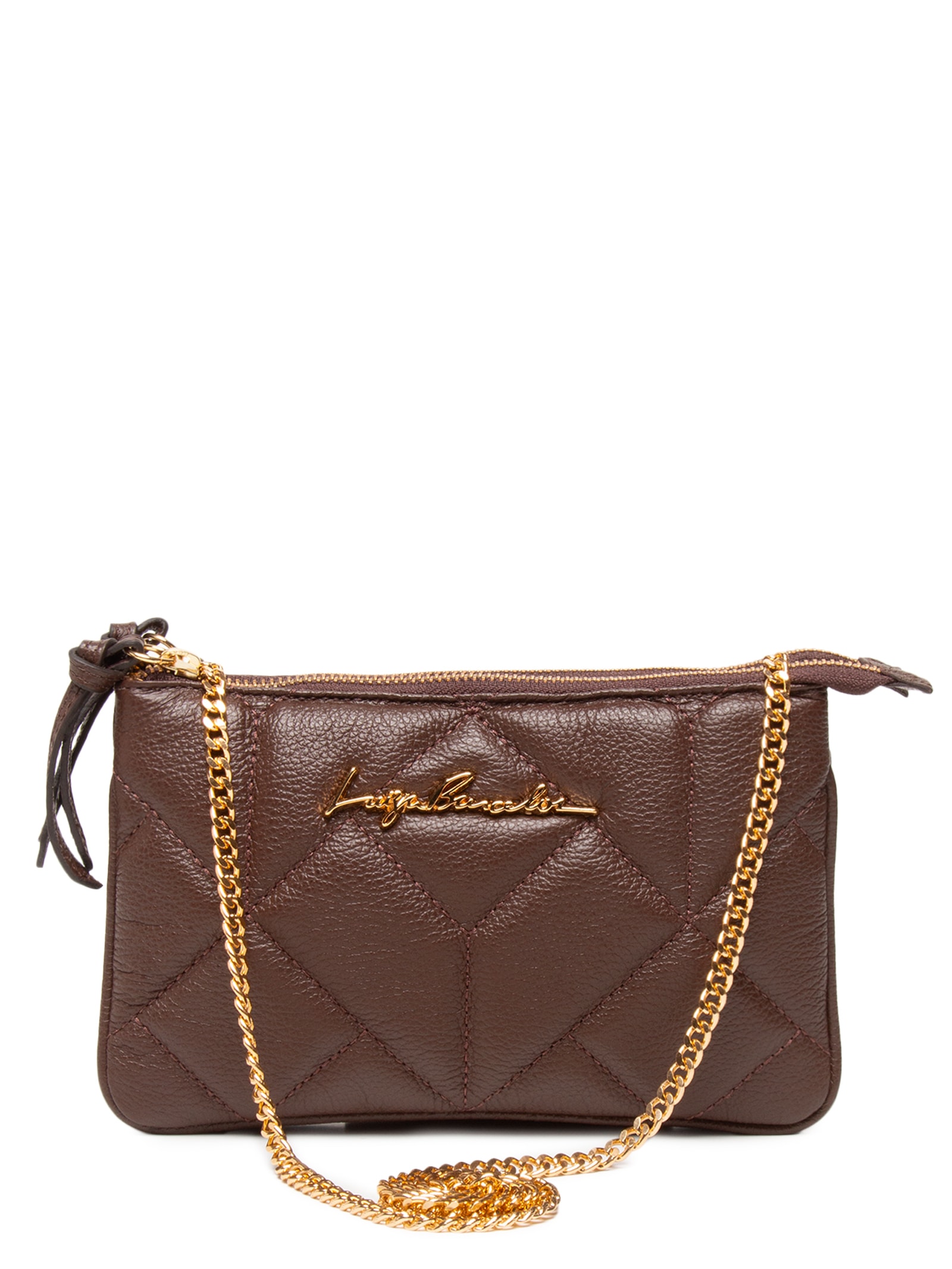 Bolsa Pequena Dupla Tira Viena Couro Marrom Luiza Barcelos