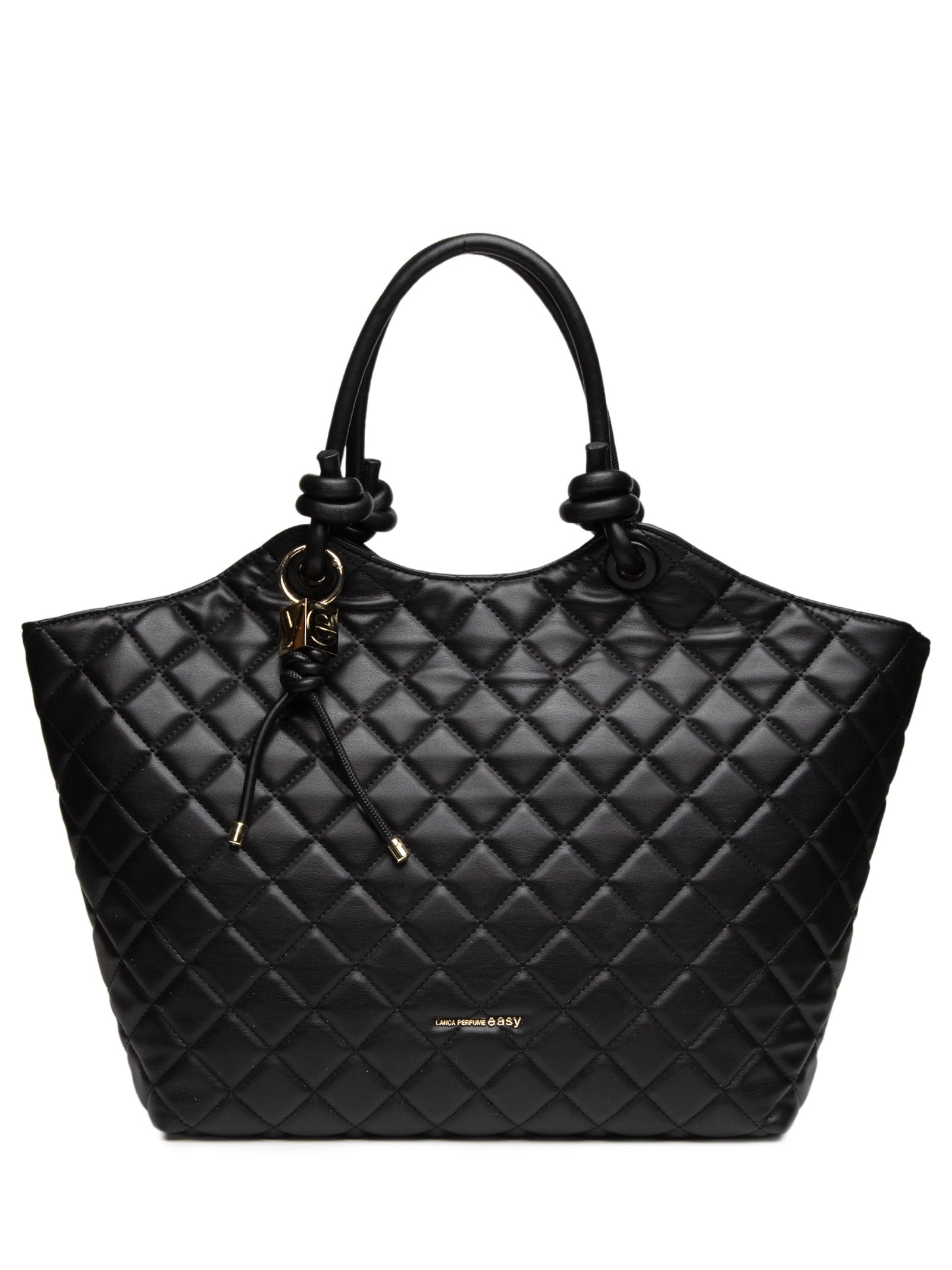Bolsa Shopping Feminina Com Enfeite Preto  material sintético Lança Perfume