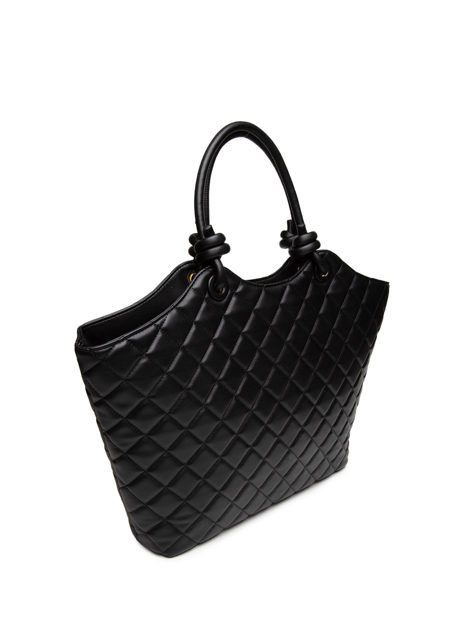 Bolsa Shopping Feminina Com Enfeite Preto  material sintético Lança Perfume