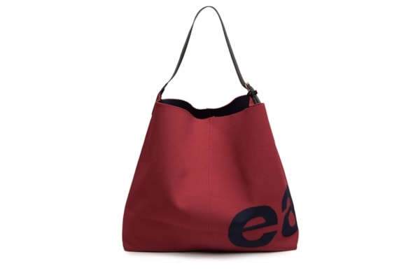 Bolsa Shopping Feminina Knit Easy Bicolor - Vermelho