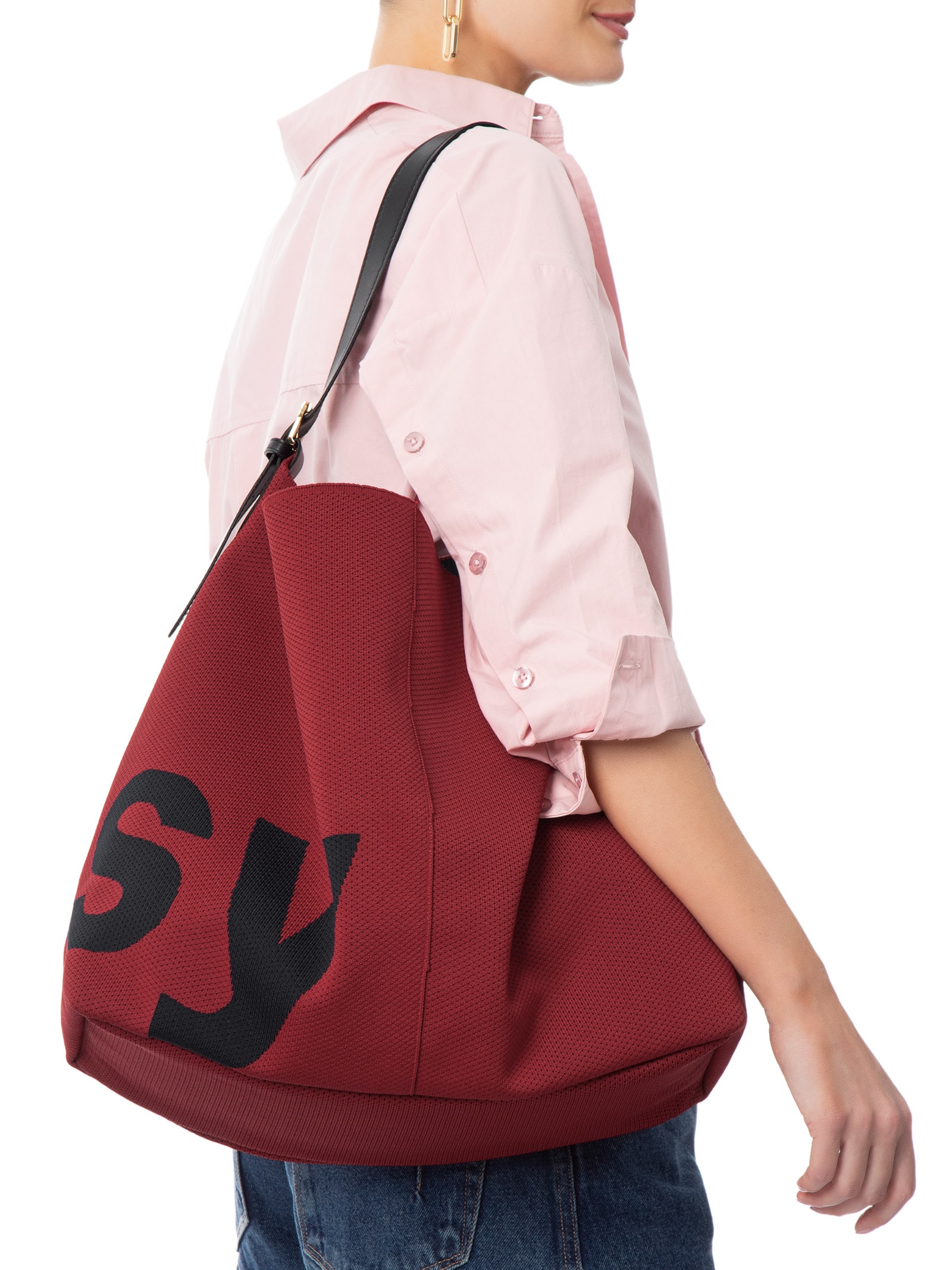 Bolsa Shopping Feminina Knit Easy Bicolor Vermelho Lança Perfume