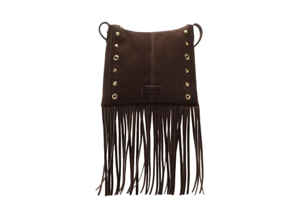 Bolsa Tiracolo Acamurçada Média Franjas - Marrom