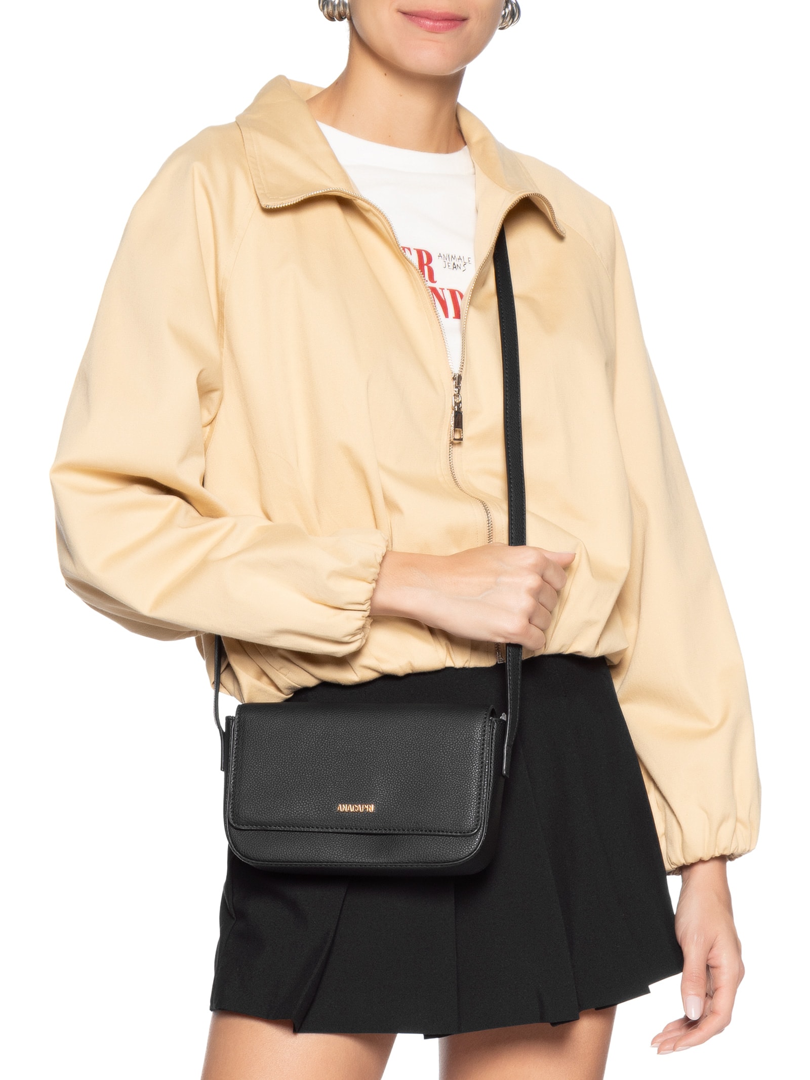 Bolsa Tiracolo Pequena Feminina Preto Anacapri