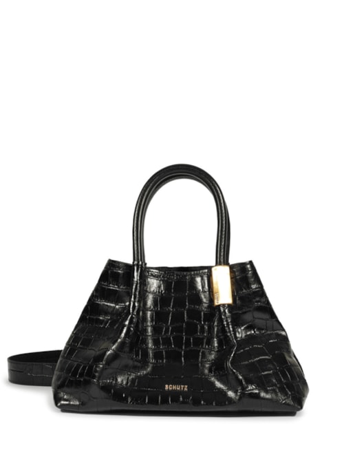 Bolsa Tote Margot Couro Croco – Preto