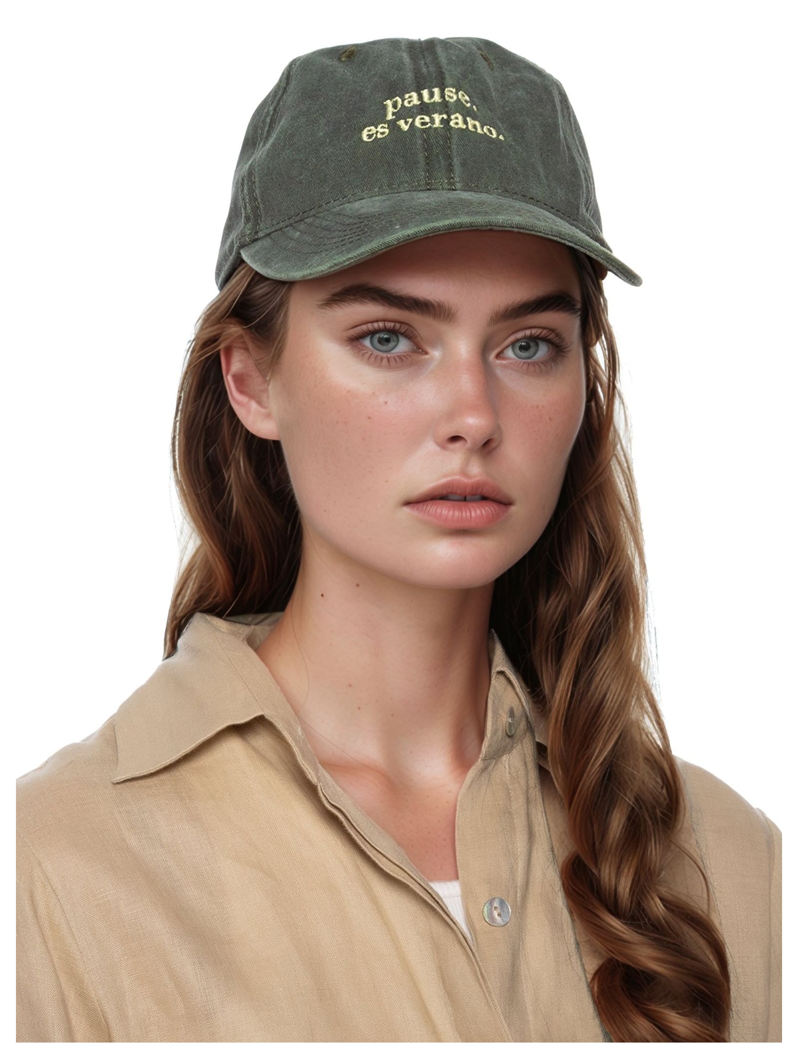 Boné Feminino Estonado Bordado Verde '2Essential