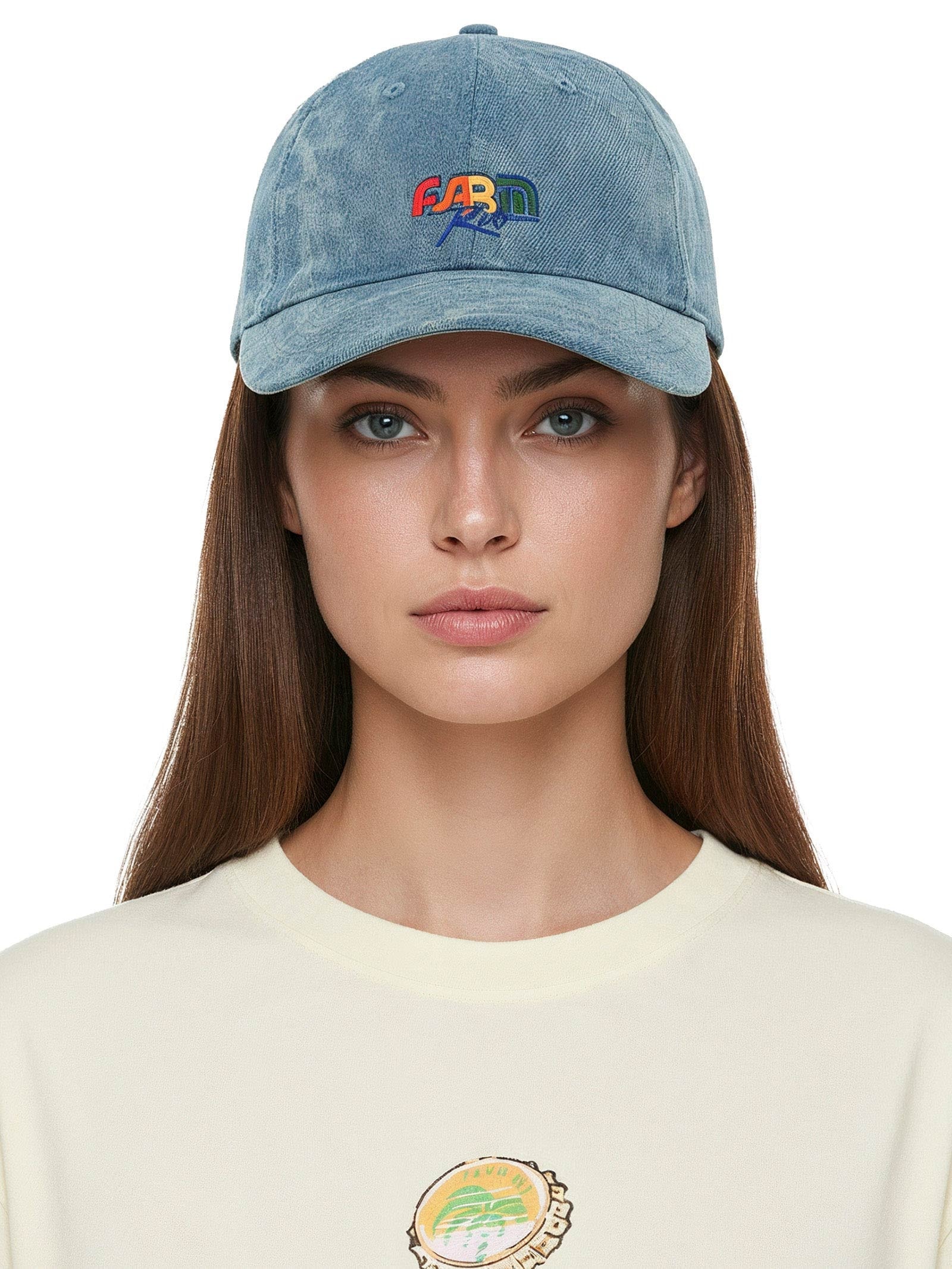 Boné Feminino Tropical Rainbow Jeans Azul Farm Etc