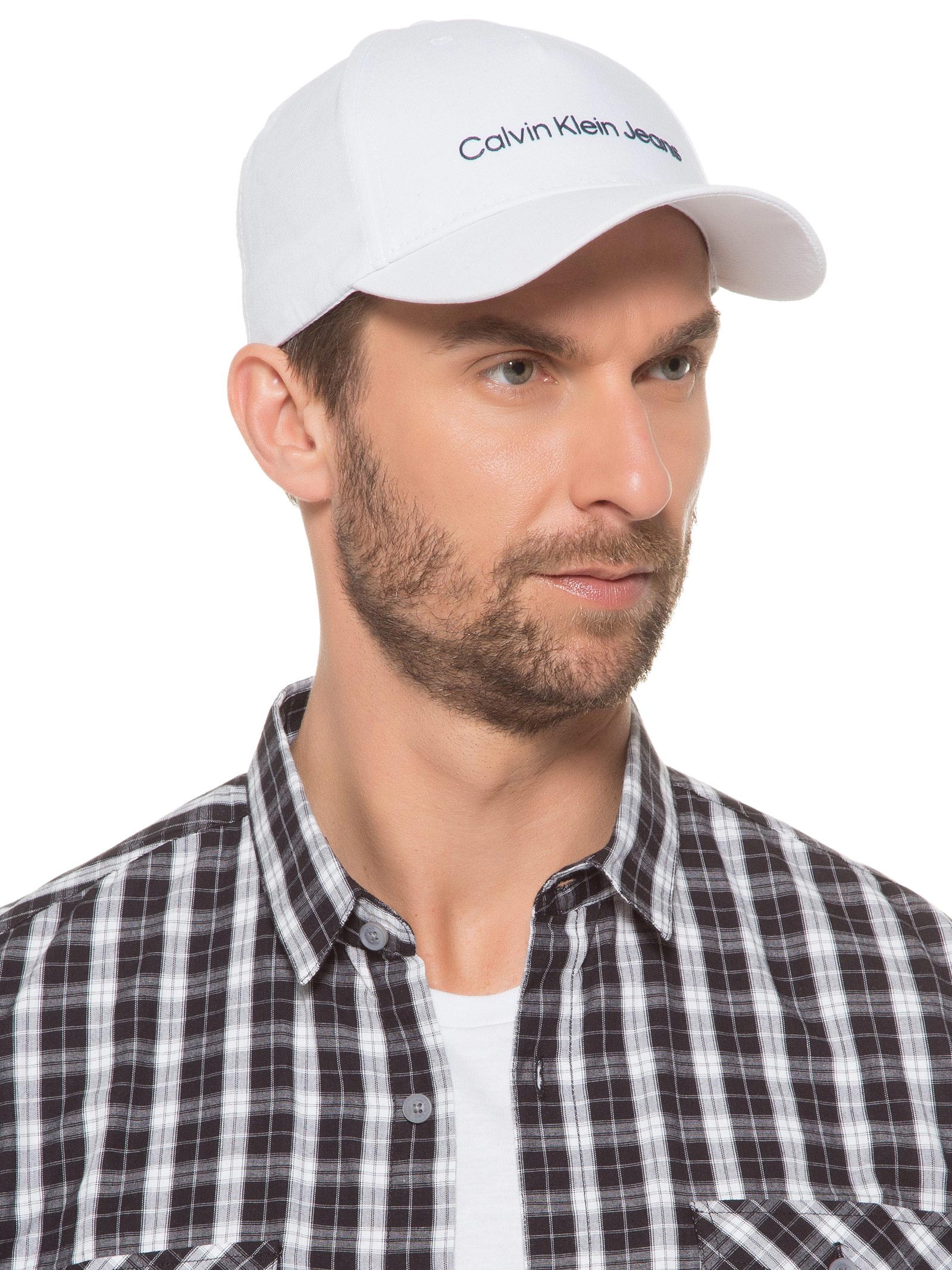 Boné Masculino Aba Curva 5 Gomos Sarja Logo Branco Calvin Klein Jeans