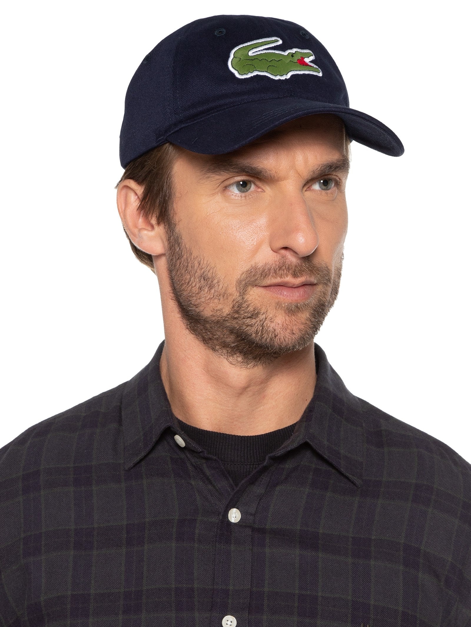Boné Masculino Crocodilo Em Sarja De Algodão Azul  Lacoste