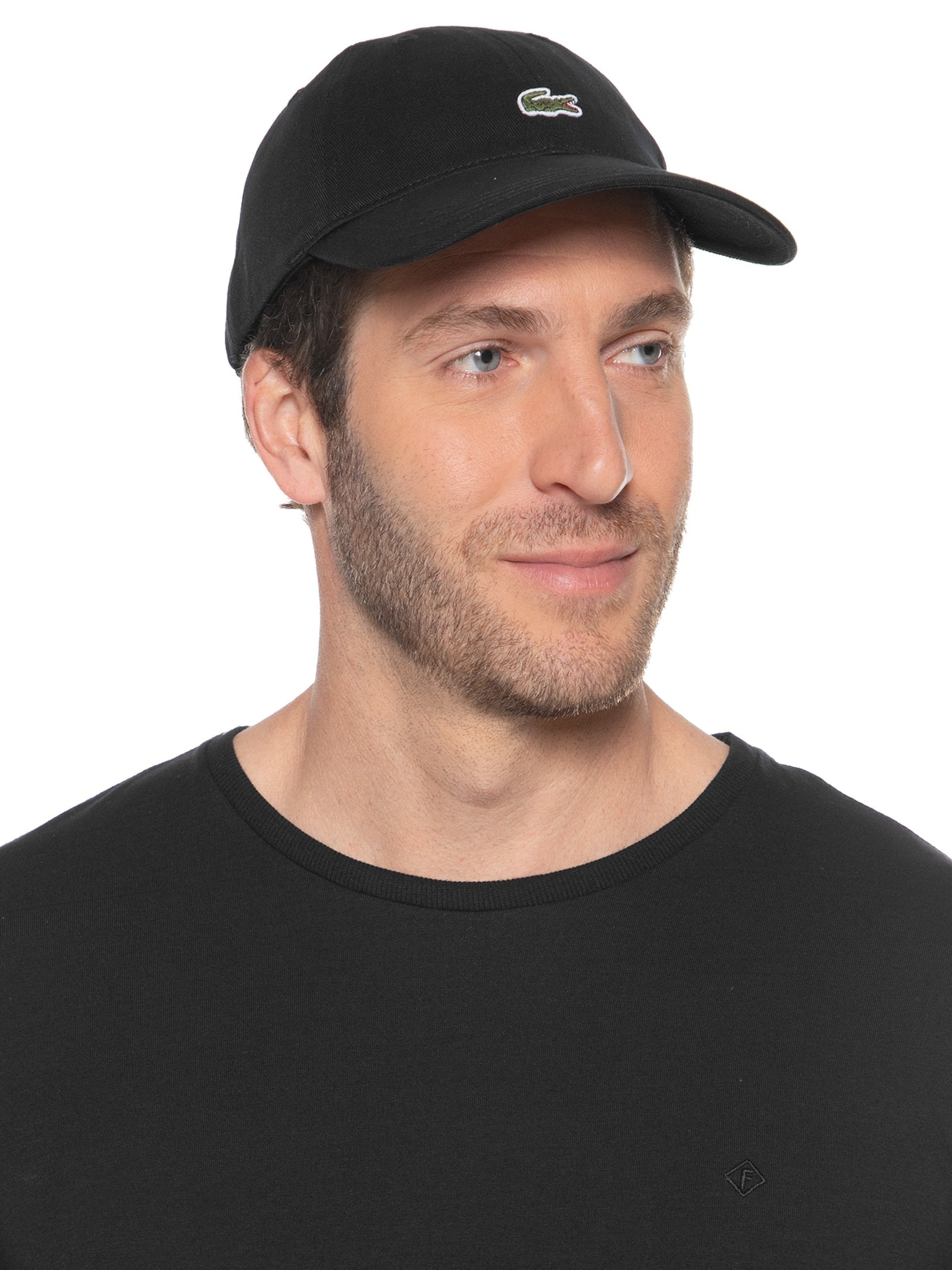 Boné Masculino Crocodilo Em Sarja De Algodão Preto Lacoste