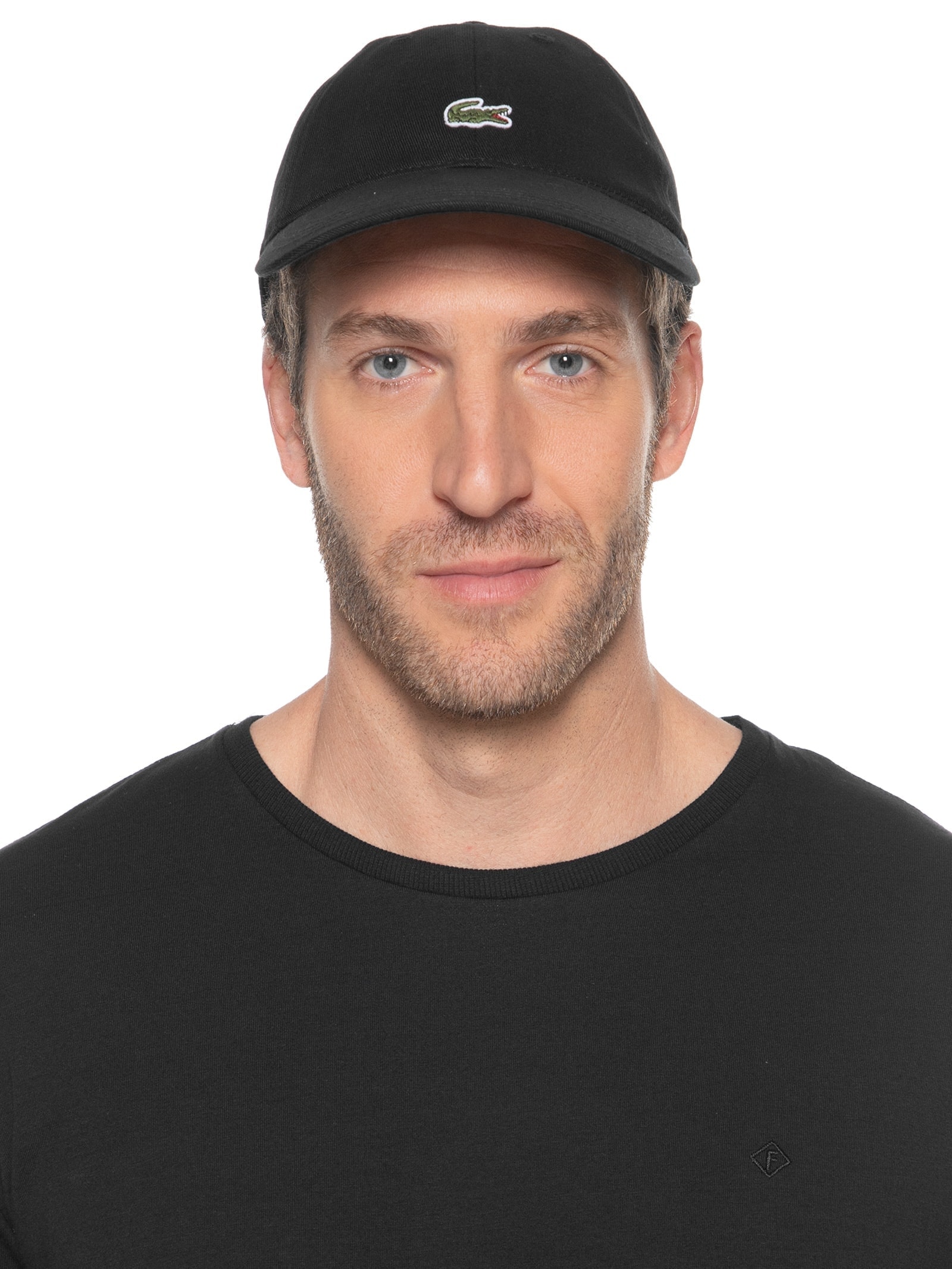 Boné Masculino Crocodilo Em Sarja De Algodão Preto Lacoste