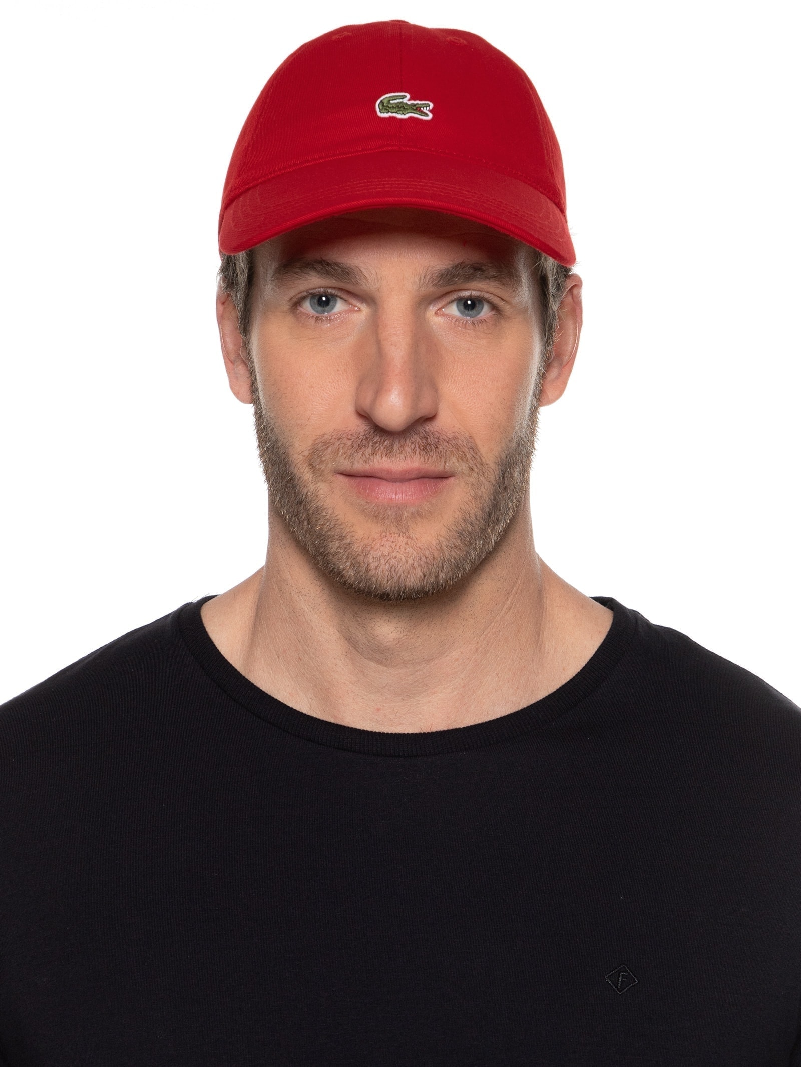 Boné Masculino Crocodilo Em Sarja De Algodão Vermelho Lacoste