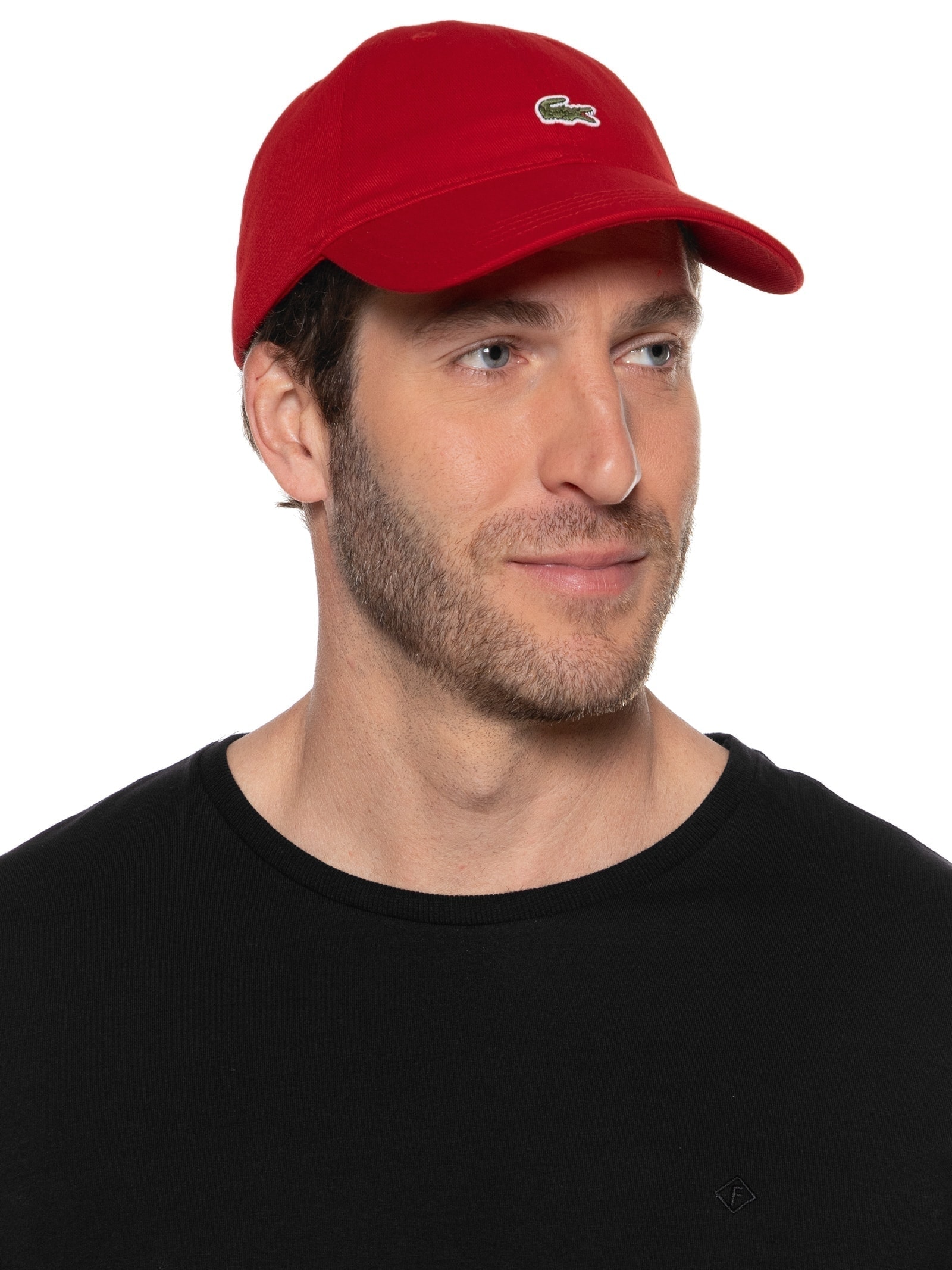 Boné Masculino Crocodilo Em Sarja De Algodão Vermelho Lacoste