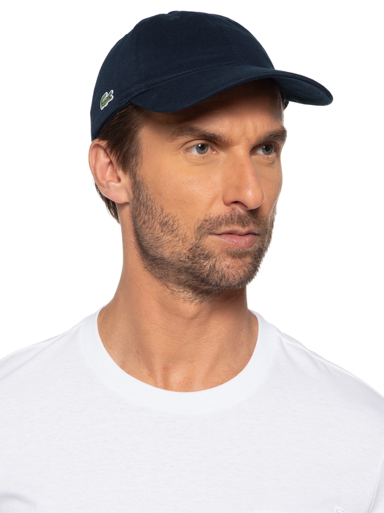 Boné Masculino Crocodilo Lateral Em Sarja De Algodão Azul Lacoste