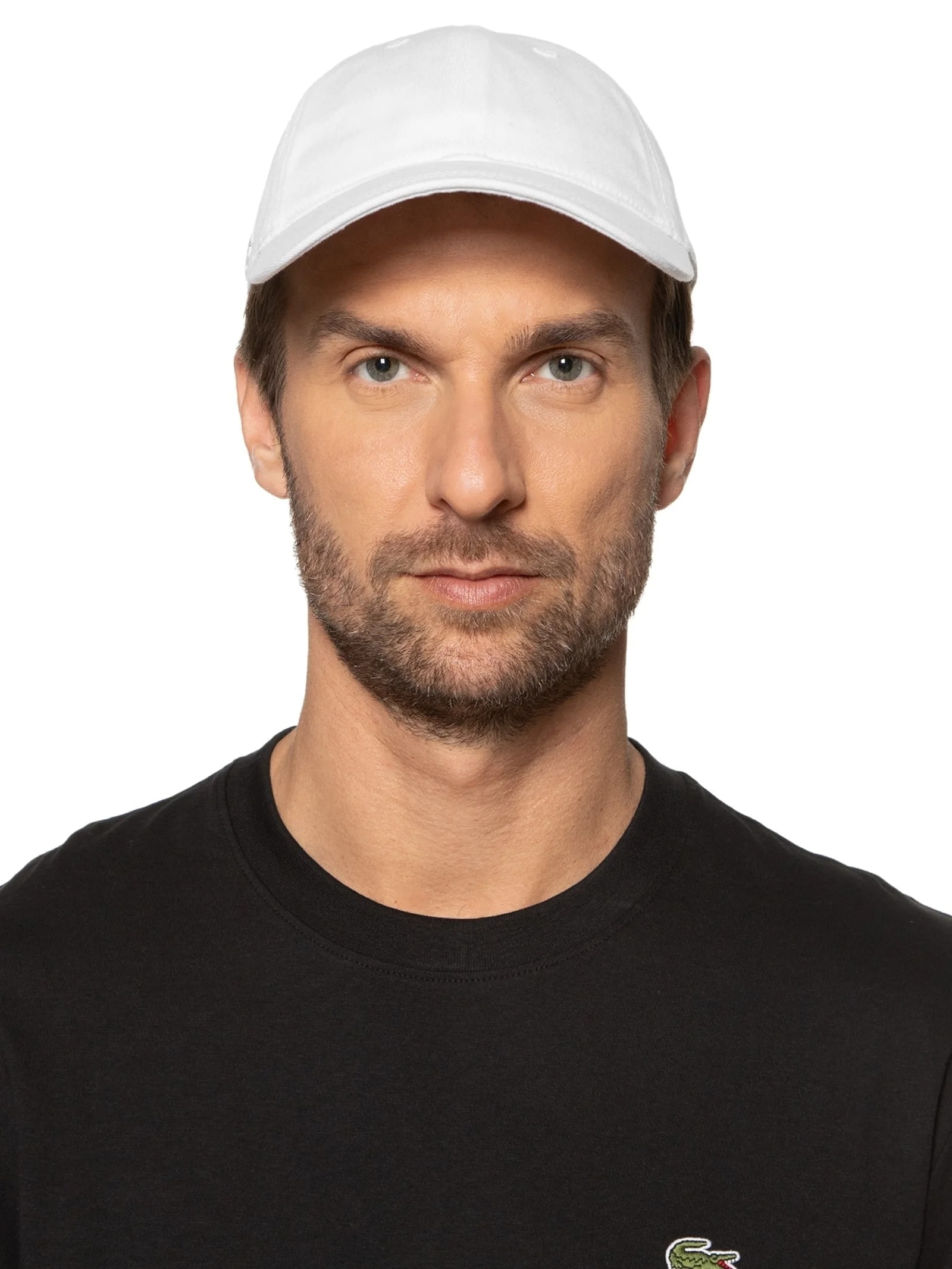 Boné Masculino Crocodilo Lateral Em Sarja De Algodão Branco Lacoste