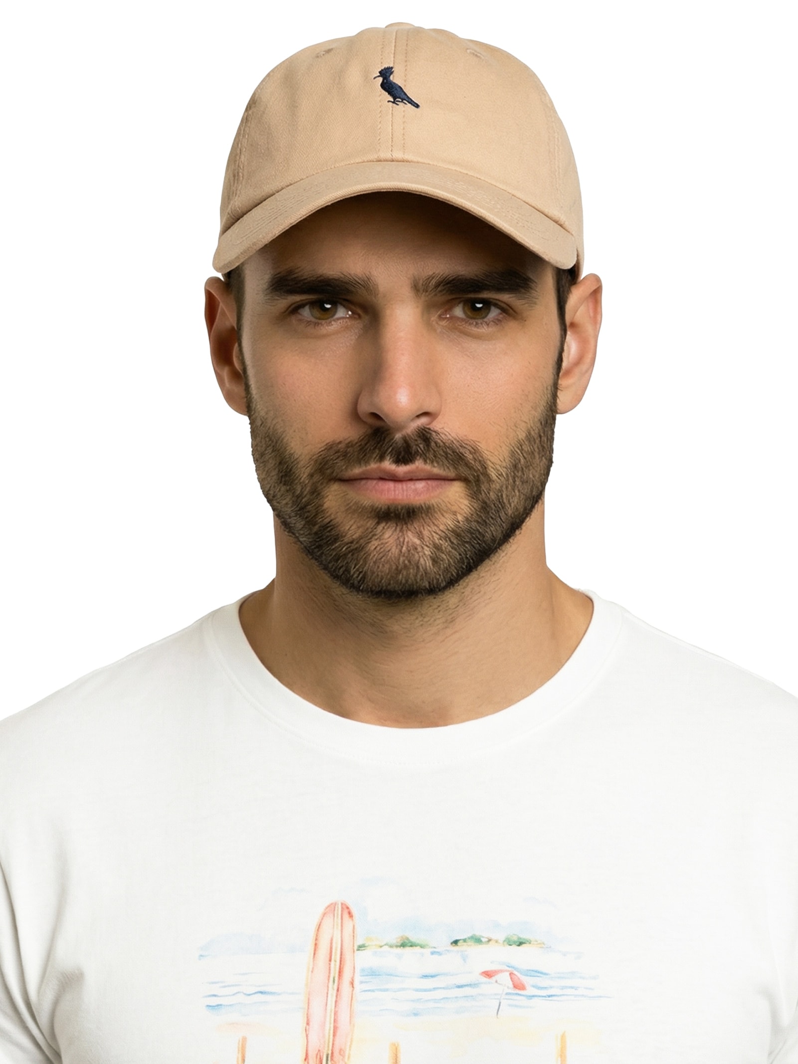 Boné Masculino De Sarja Bordado Pica Pau Bege Reserva