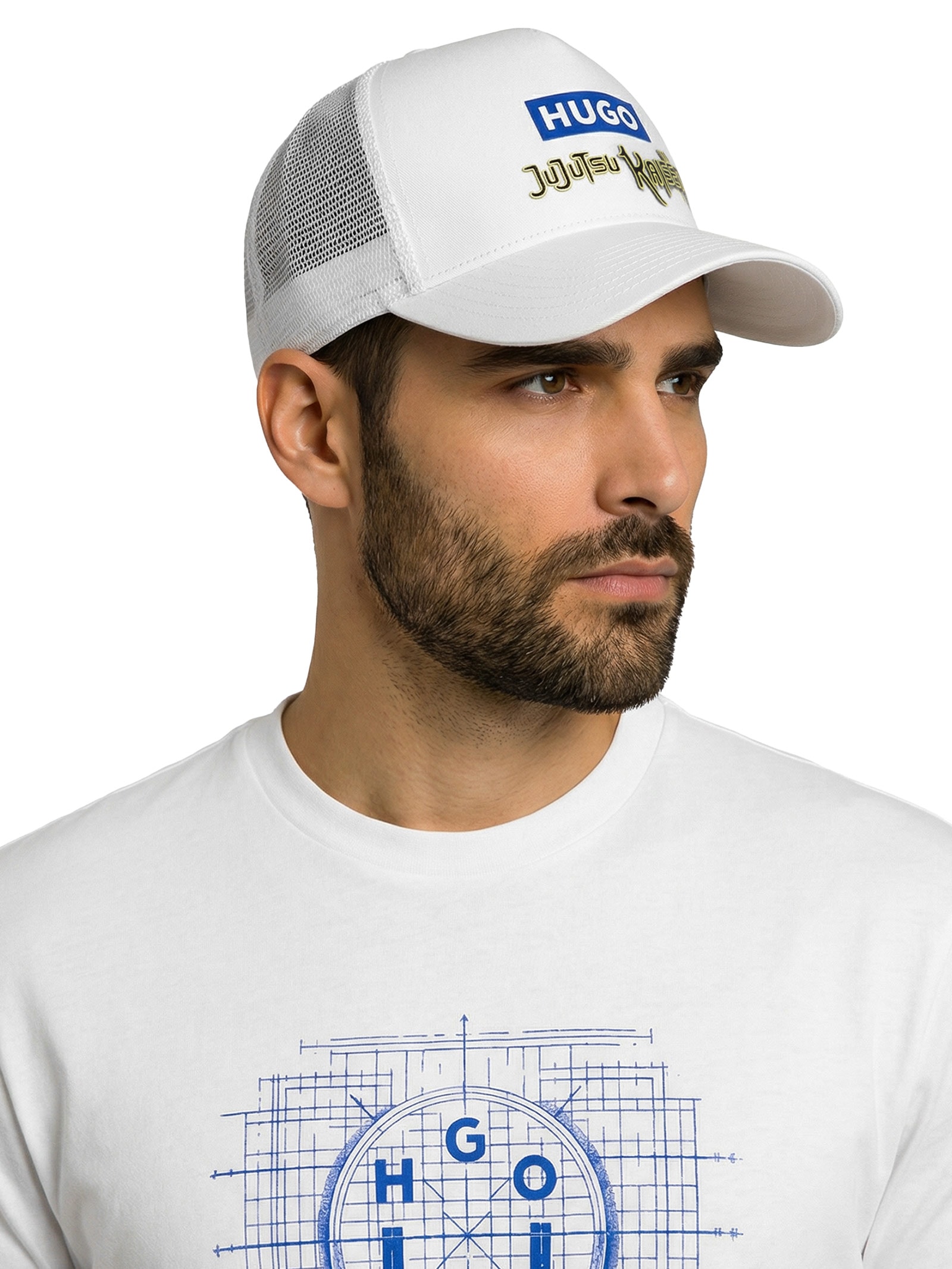 Boné Masculino Jujutsu Kaisen Blue Logo Branco Hugo