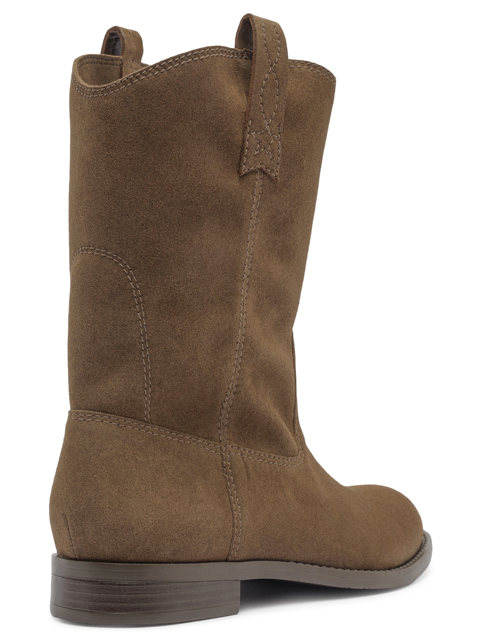 Bota Feminina Acamurçada Cano Médio Salto Bloco Marrom Arezzo