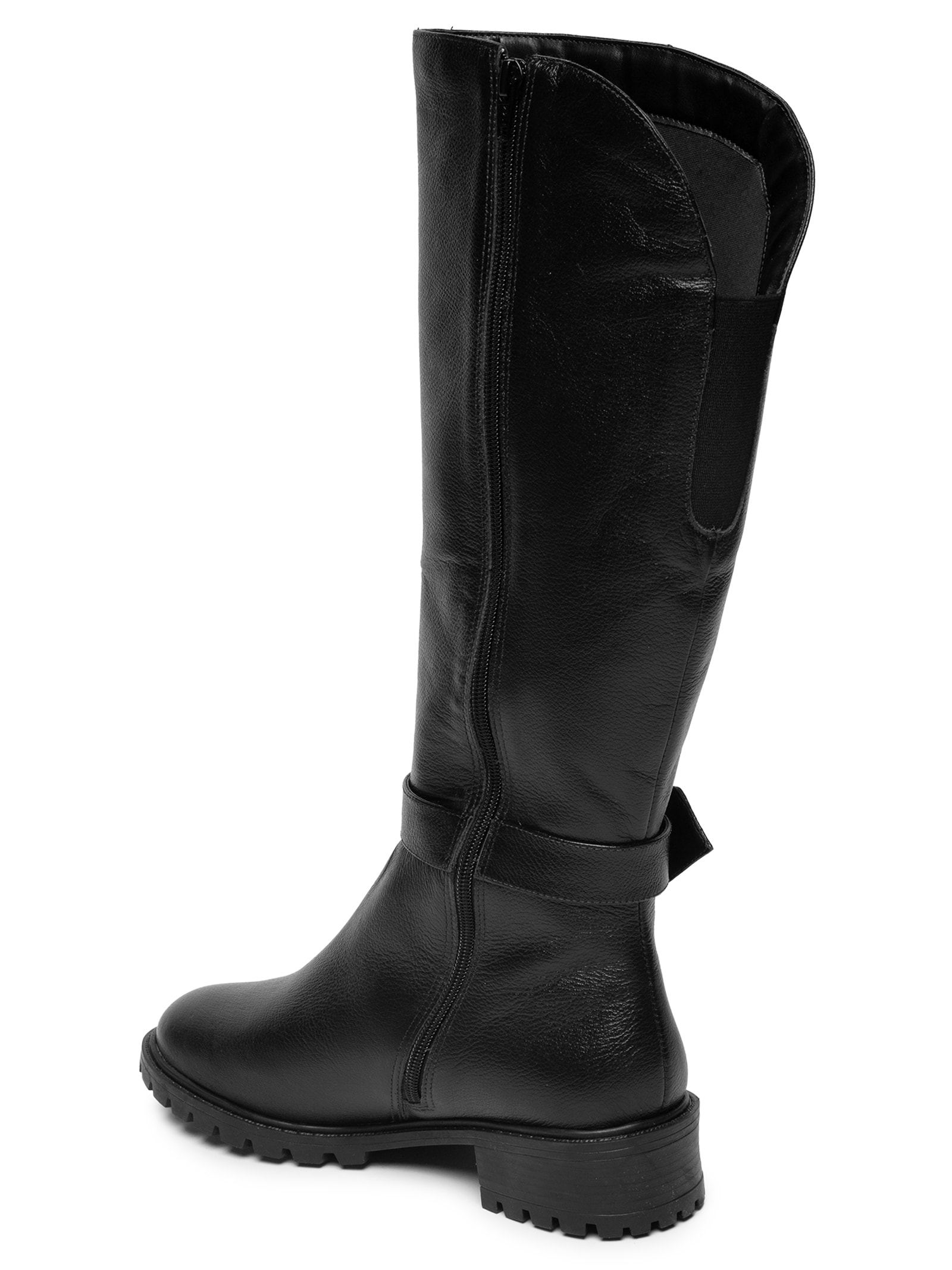 Bota Feminina Alta Com Fivela Preto Basiq