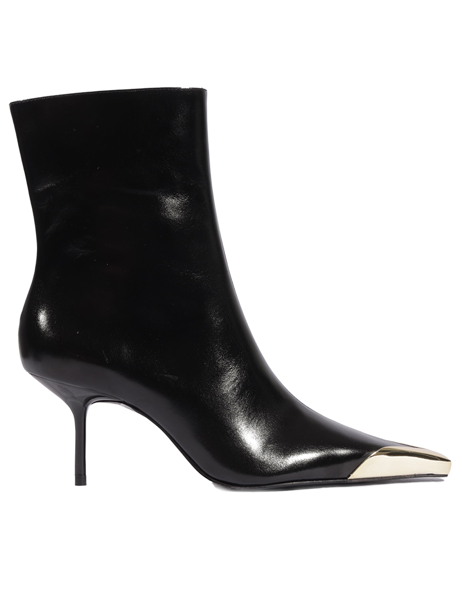 Bota Feminina Biqueira De Metal Couro Preto Schutz