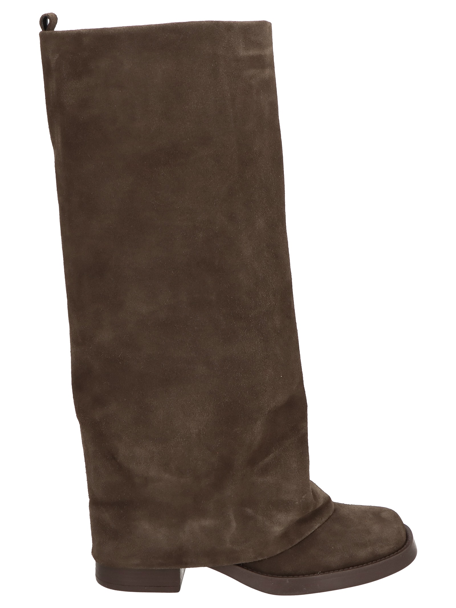 Bota Feminina Cano Alto Camurça- Marrom Luiza Barcelos