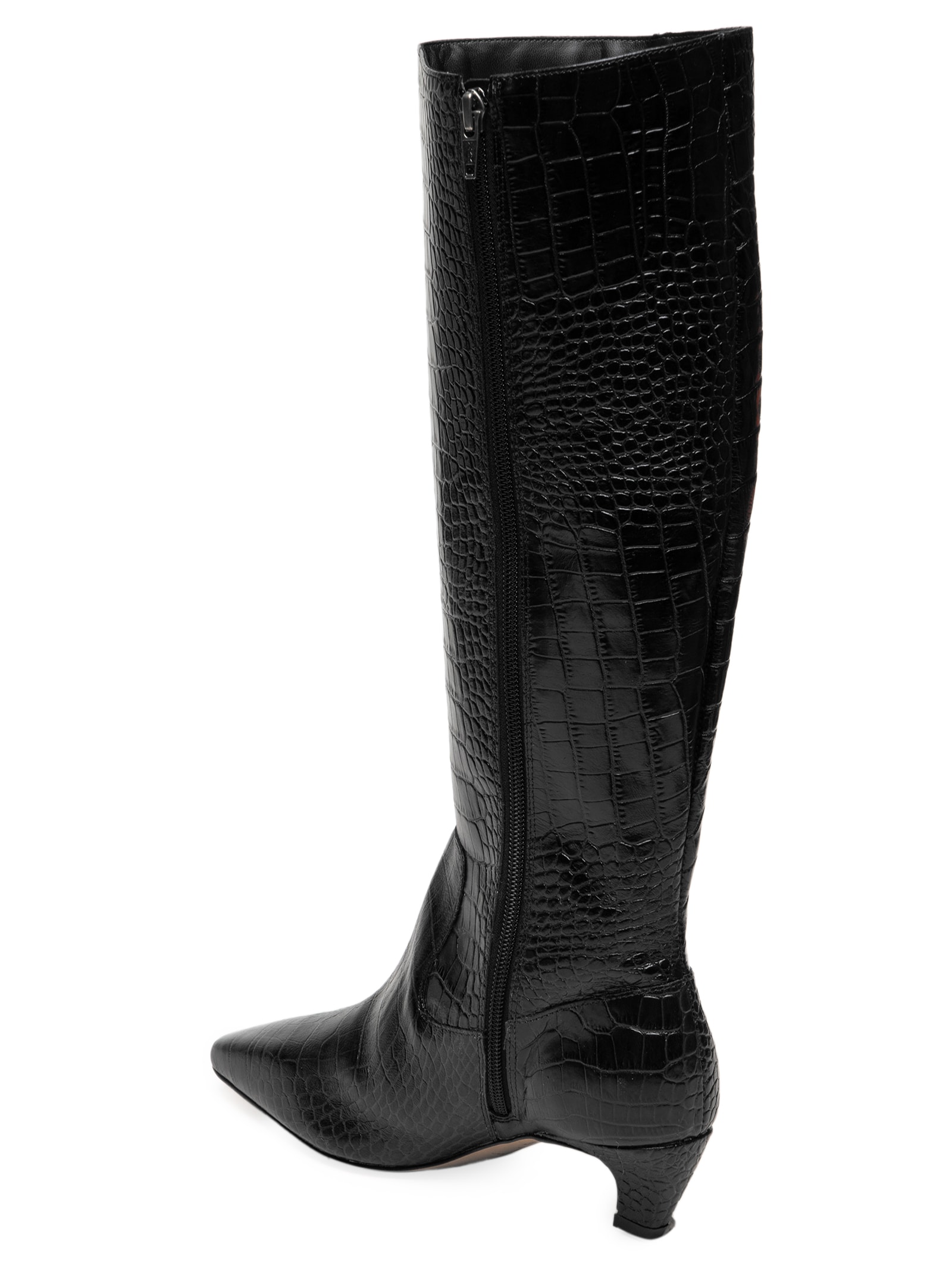 Bota Feminina Cano Alto Croco Dacar Preto Luiza Barcelos