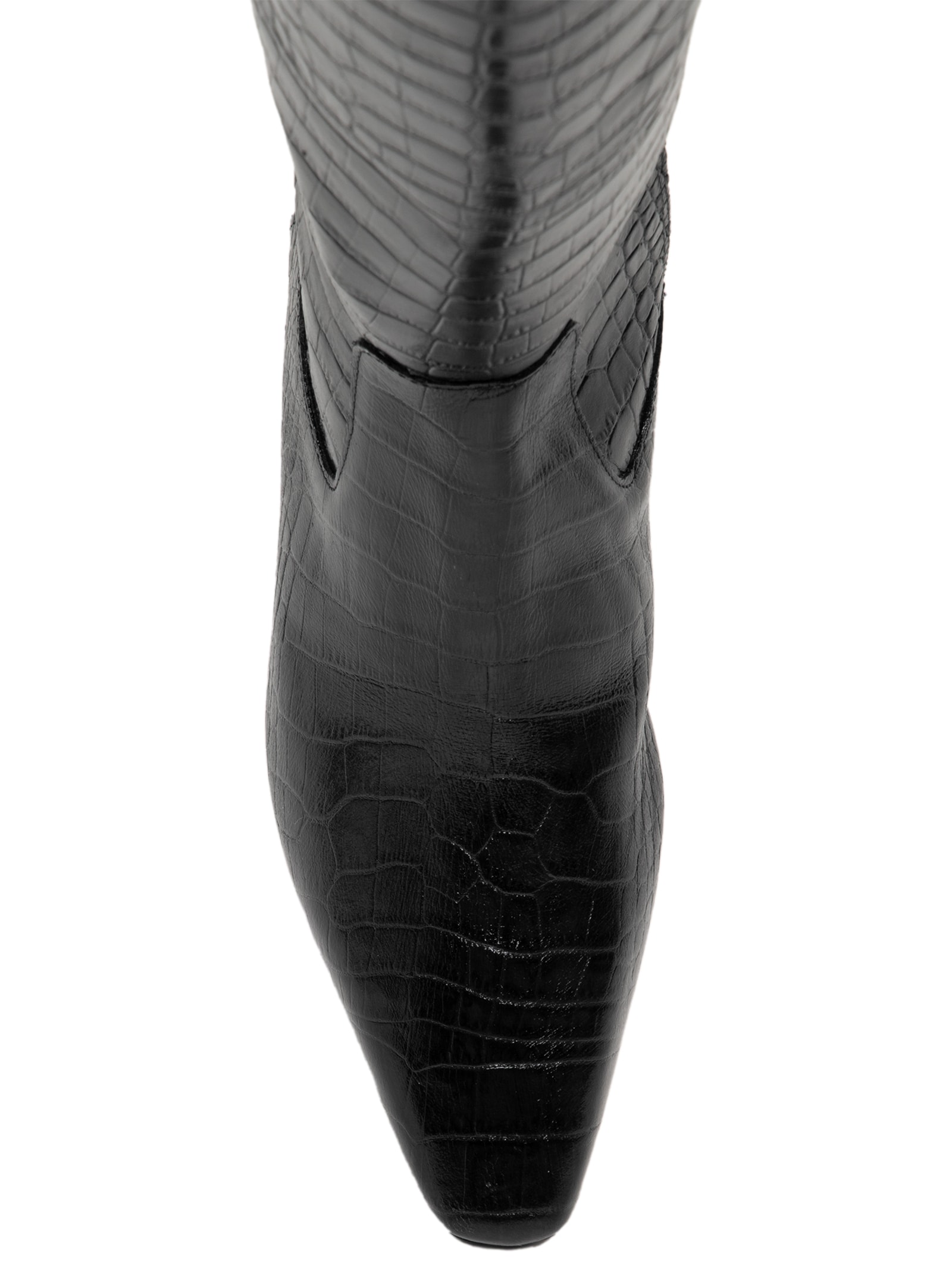 Bota Feminina Cano Alto Croco Dacar Preto Luiza Barcelos