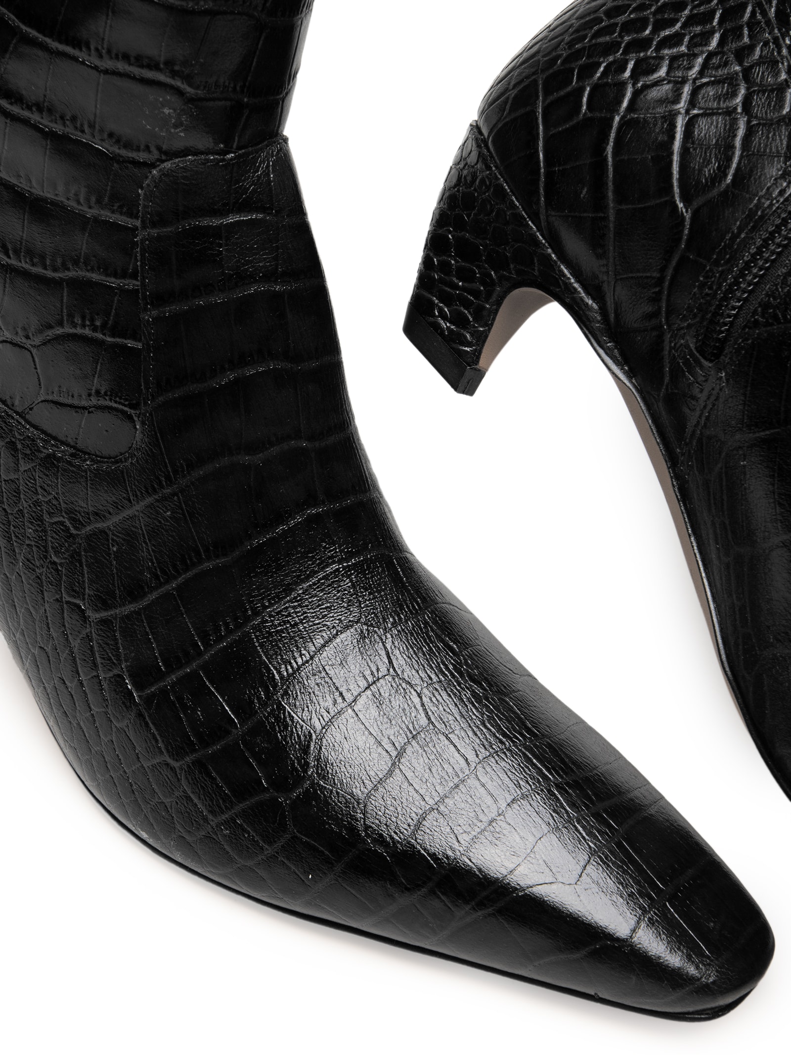 Bota Feminina Cano Alto Croco Dacar Preto Luiza Barcelos