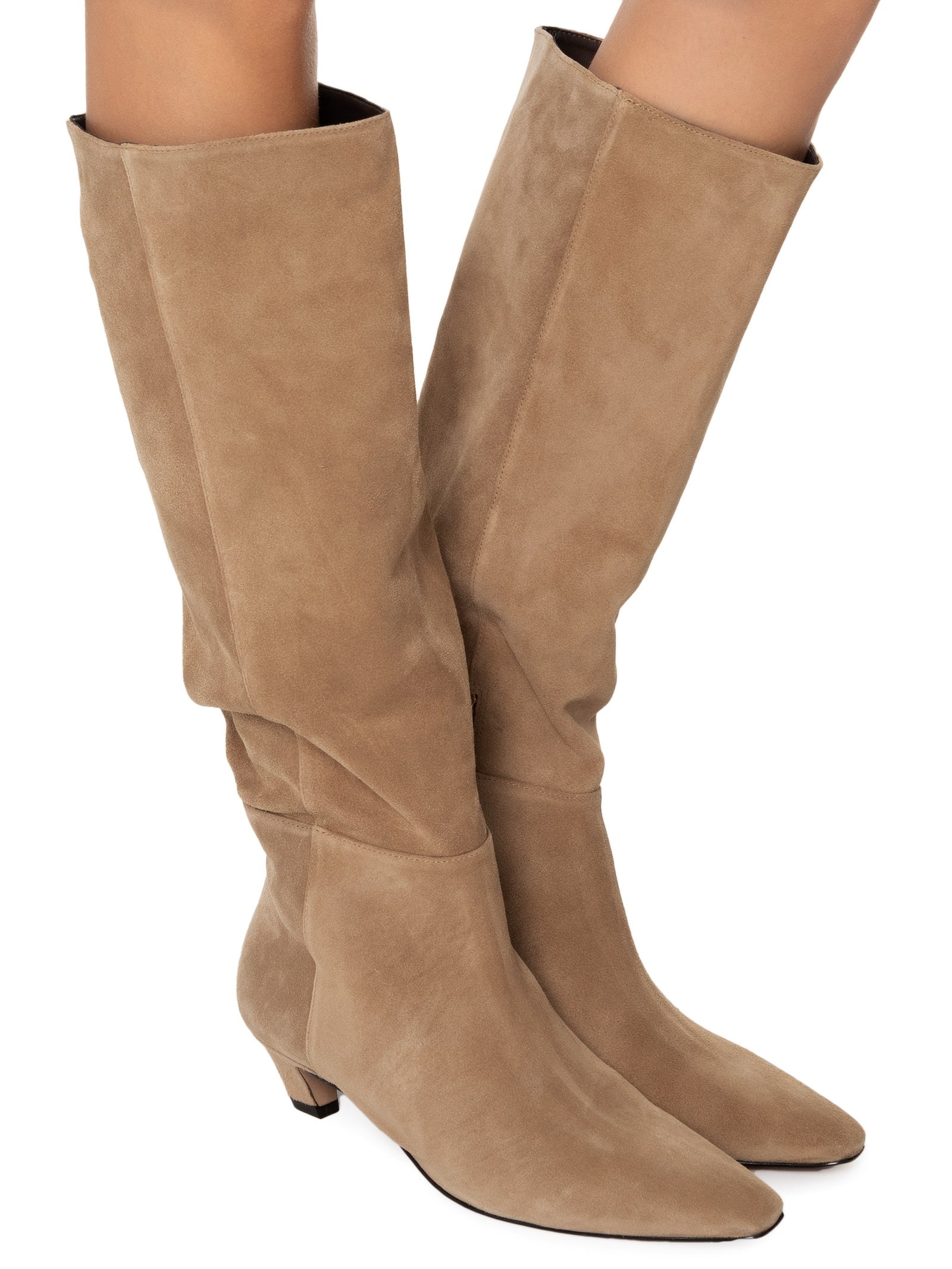Bota Feminina Cano Alto Slouch Camurça - Luiza Barcelos - Bege